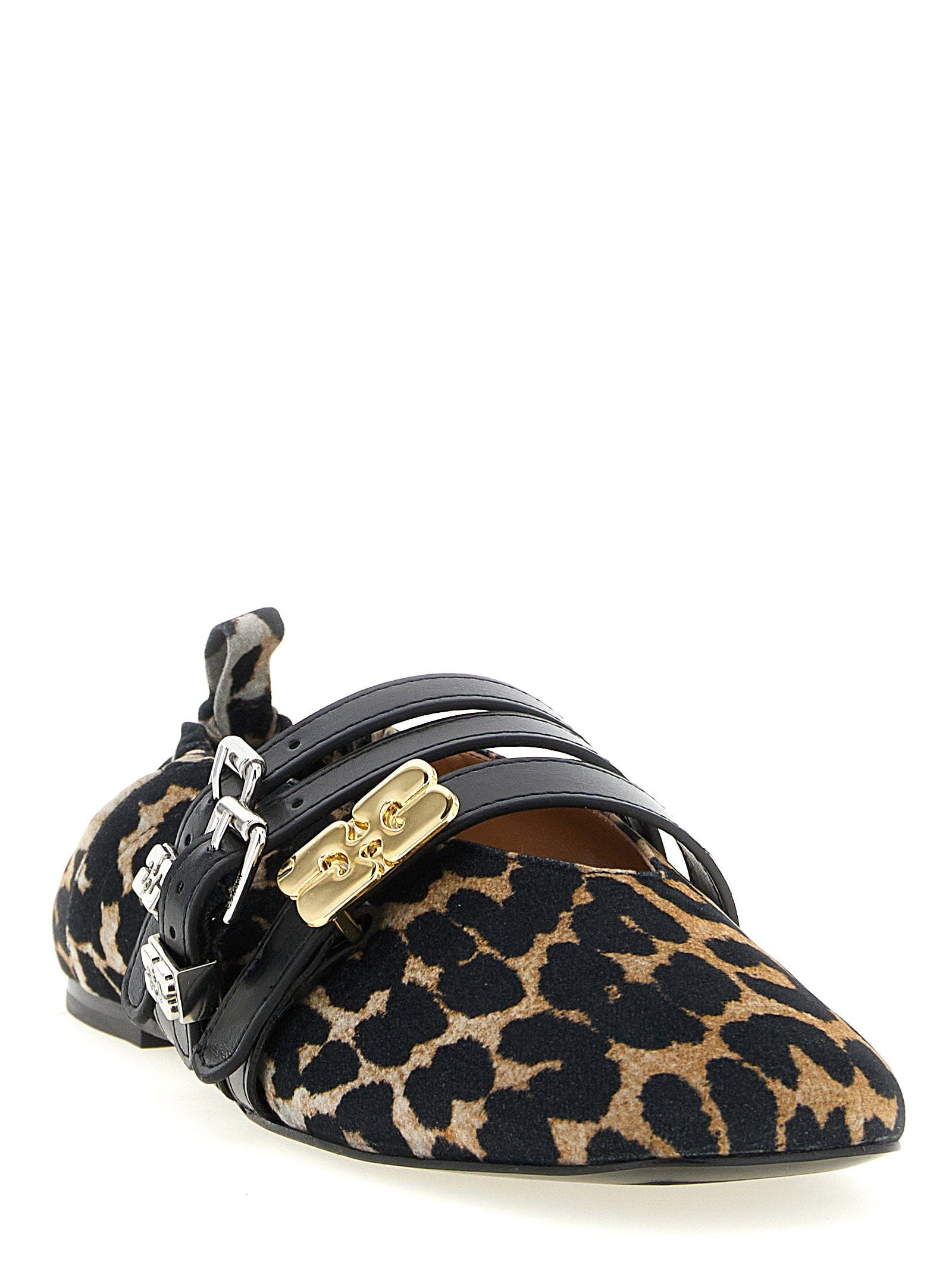 Ganni Sue Triple Ballet Flat — Black