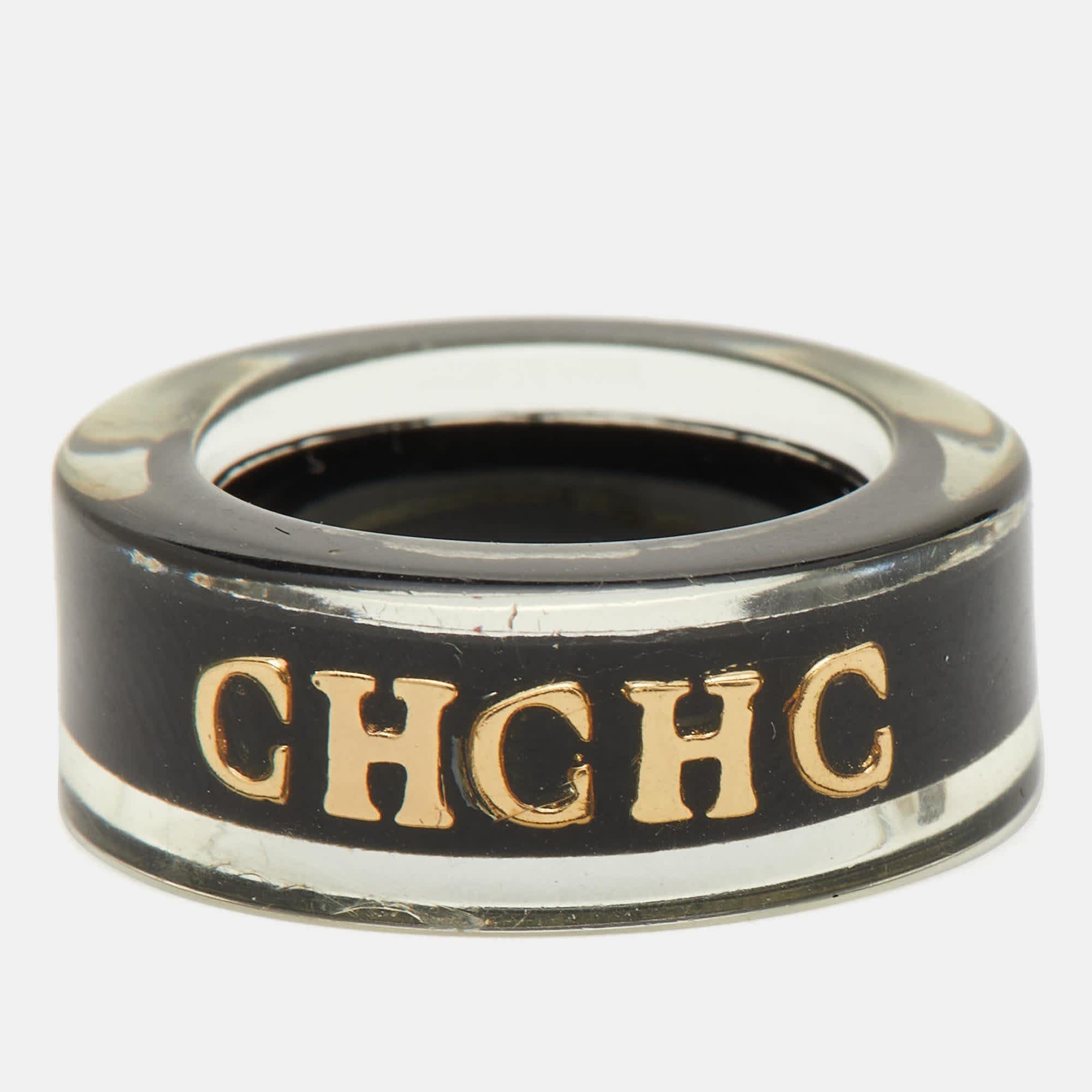 Carolina Herrera Ch Resin Gold Tone Band Ring
