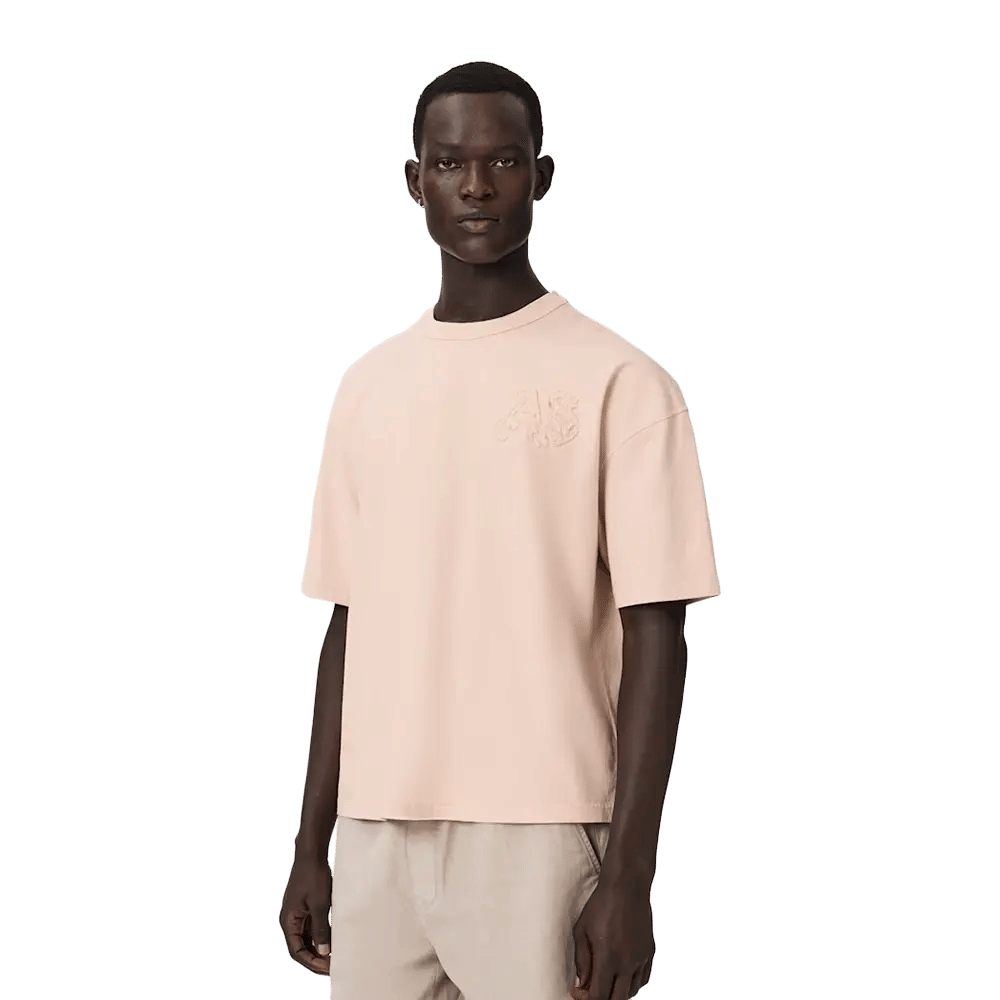 Allsaints Insignia Short Sleeve Cotton T - Shirt Crystal Pink