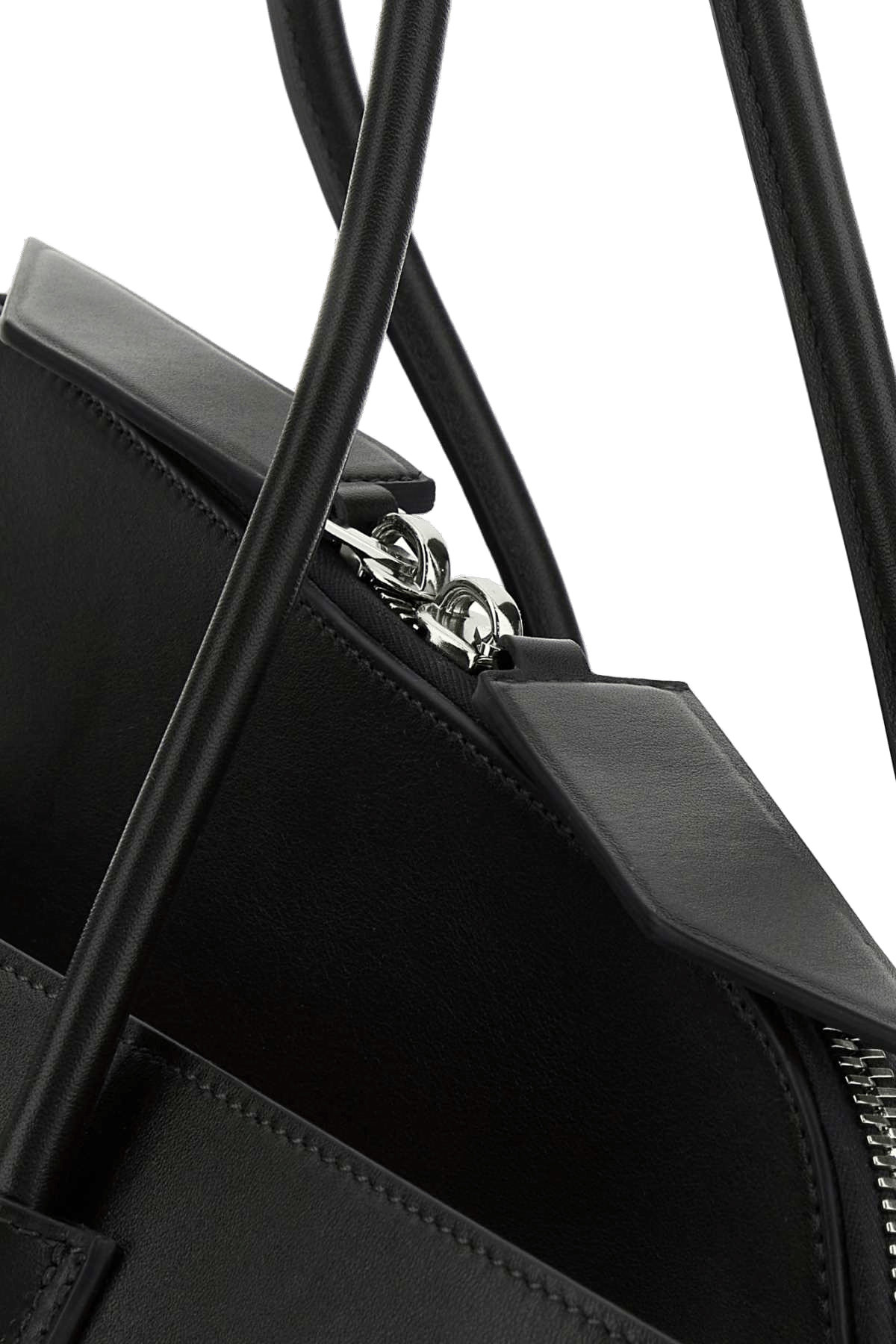 The Attico Leather Curved Shoulder Bag — Black