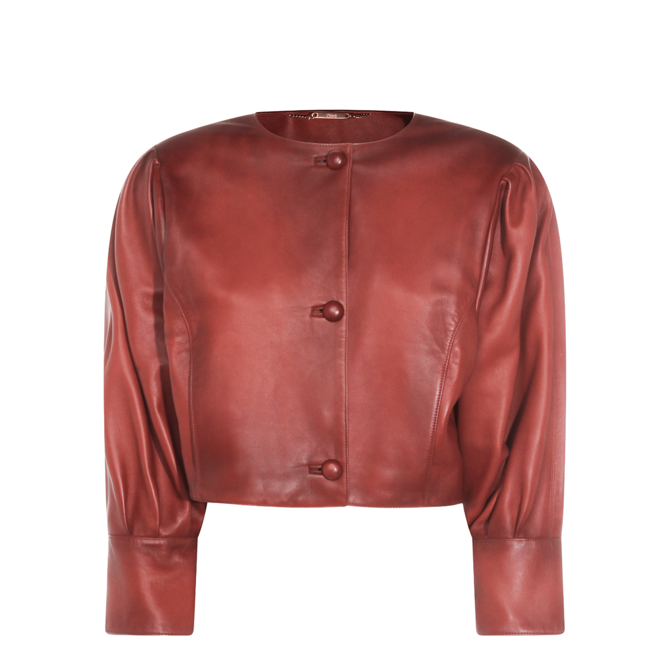 Chloè Short Burgundy Jacket in Plongé Nappa Leather