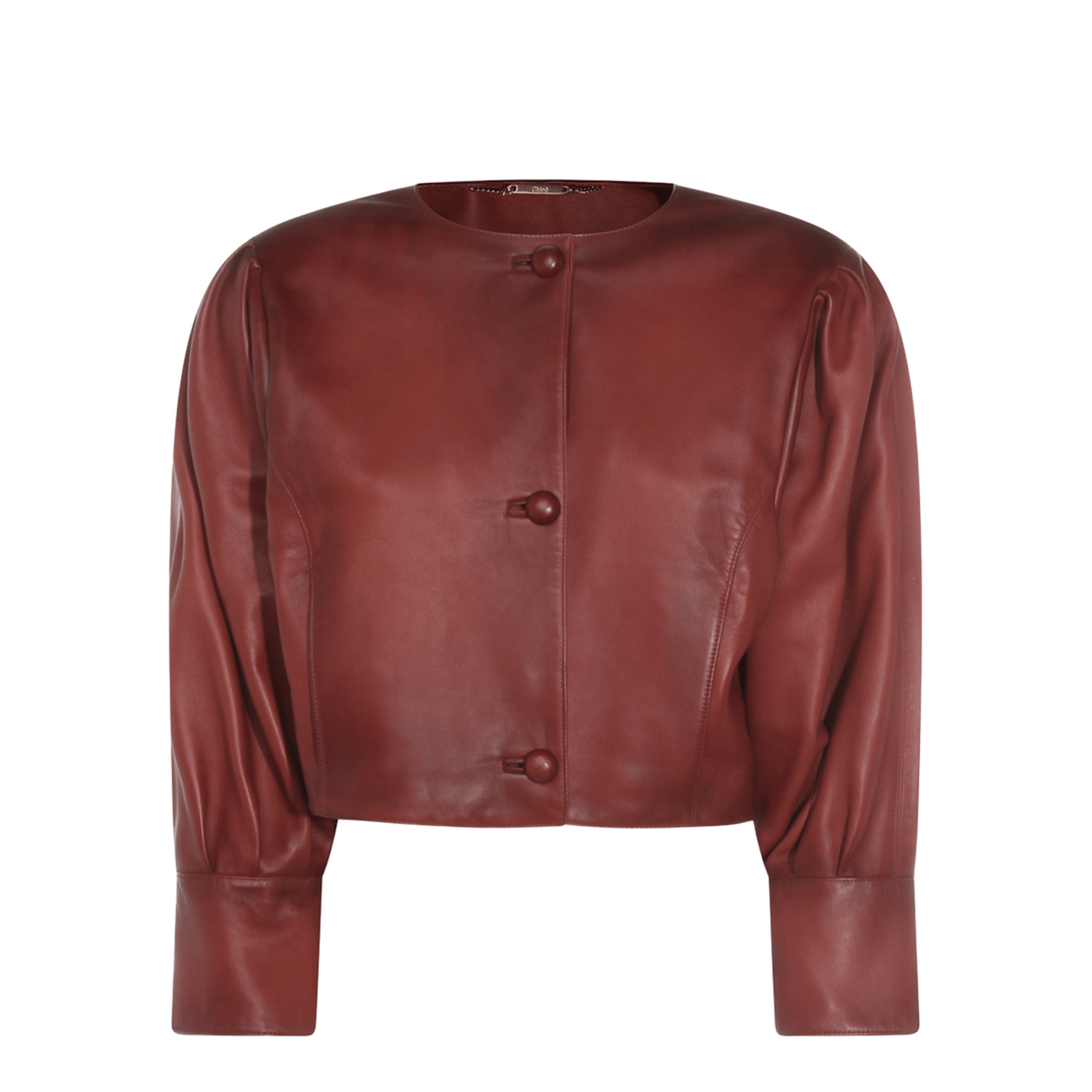 Chloè Short Burgundy Jacket in Plongé Nappa Leather