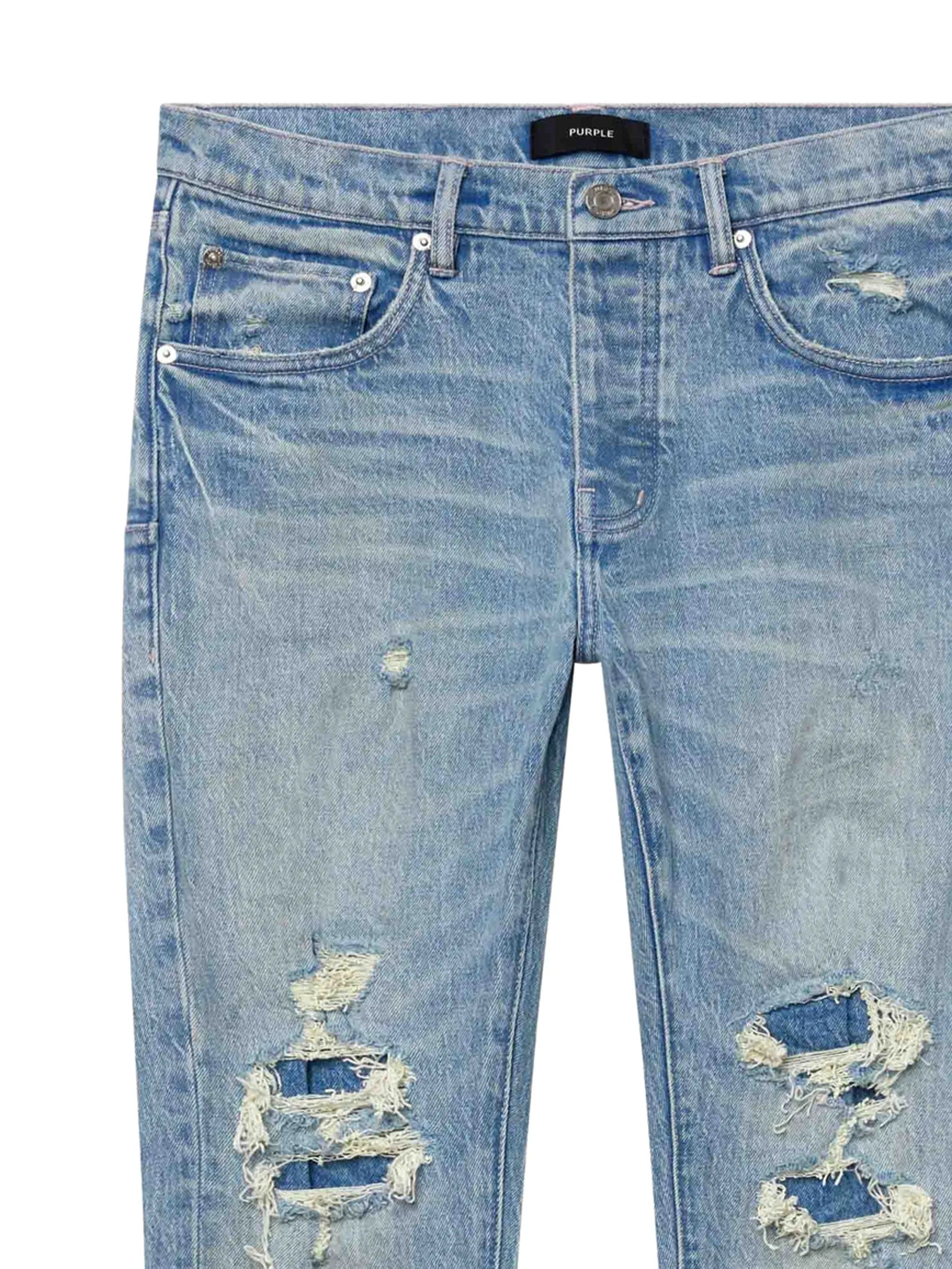 Purple Brand distressed repairs jeans