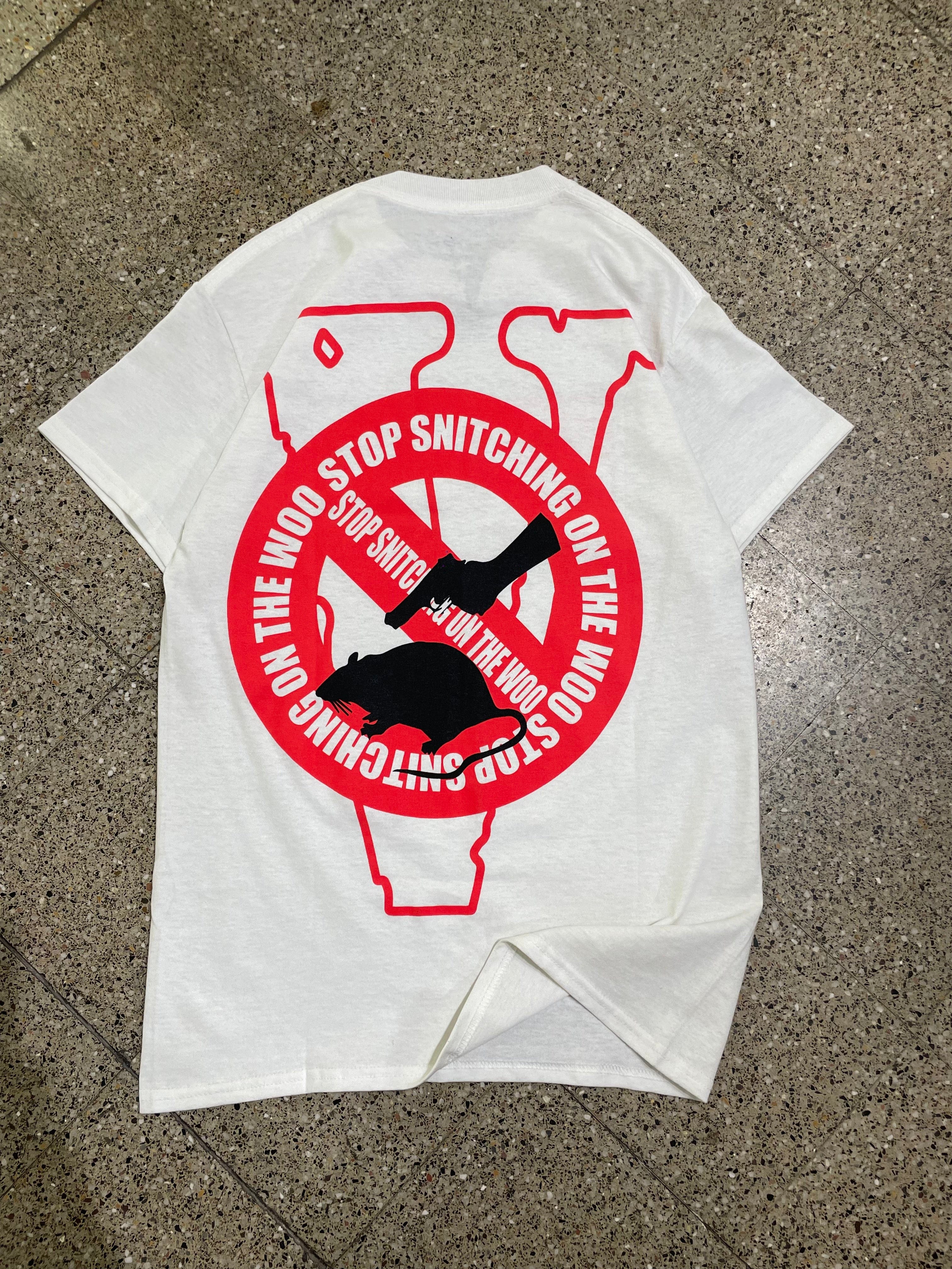 VLONE Pop Smoke x Vlone Stop Snitching T - Shirt - White