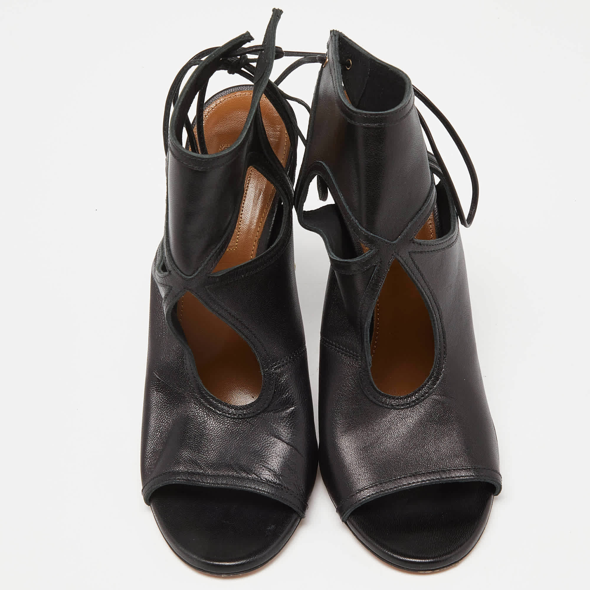 Aquazzura Black Leather Sexy Thing Sandals