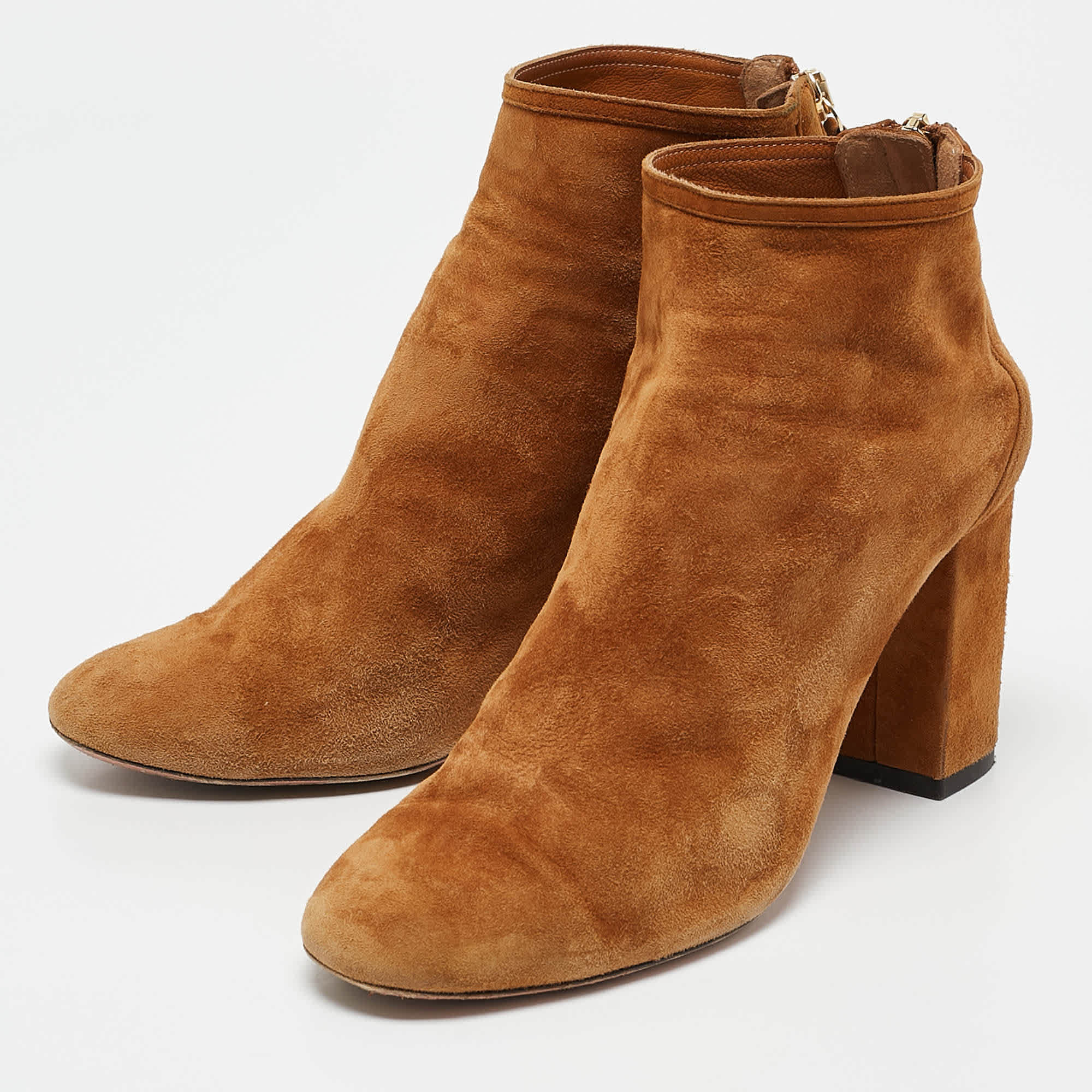 Aquazzura Brown Suede Brooklyn Ankle Length Boots