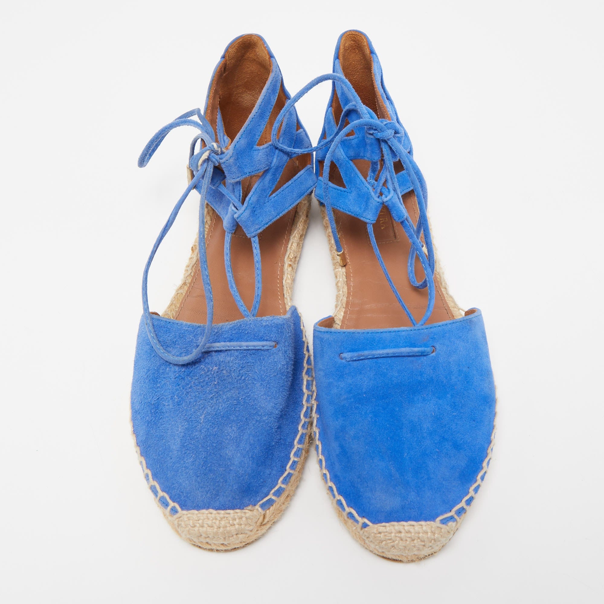 Aquazzura Blue Suede Belgravia Espadrille Flats