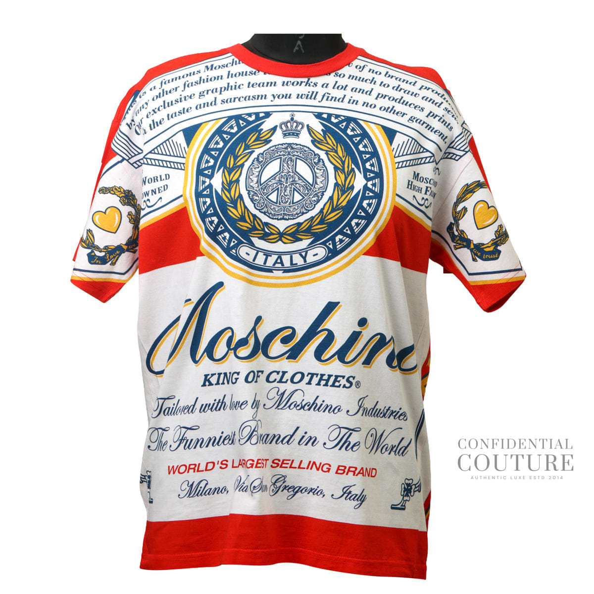 Moschino Red Budweiser Edition Logo T - Shirt | Free size