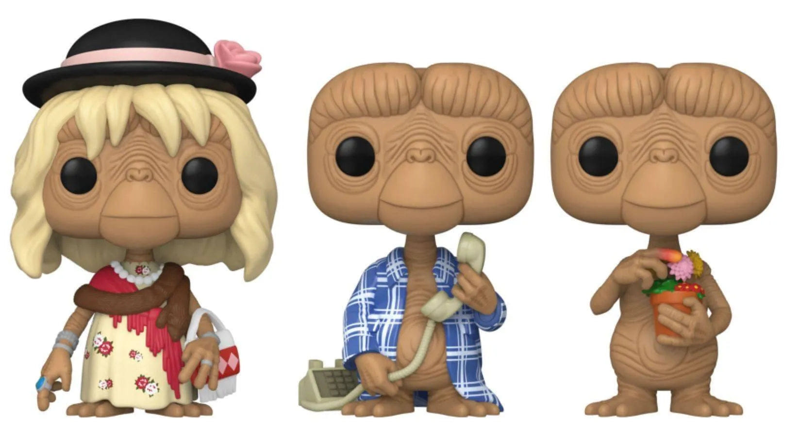 Funko E.T. the Extra - Terrestrial - E.T. in Disguise, in Robe & with Flowers US Exclusive Pop! 3 - Pack [RS]