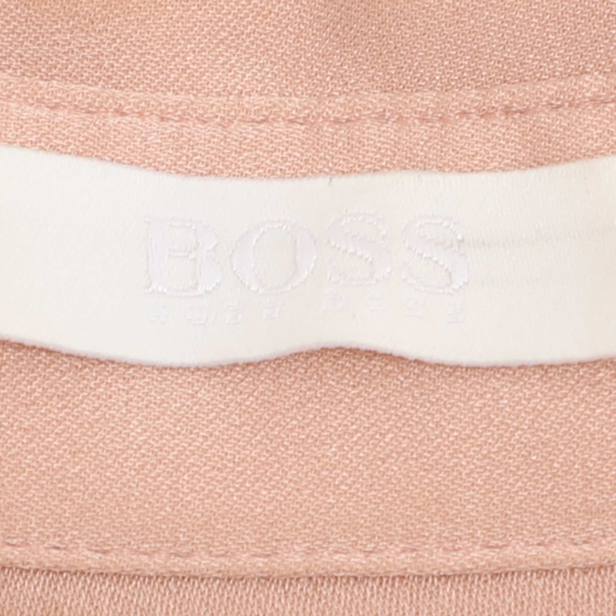 Hugo Boss Boss By Hugo Boss Peach Satin Long Sleeve Pleated Shirt