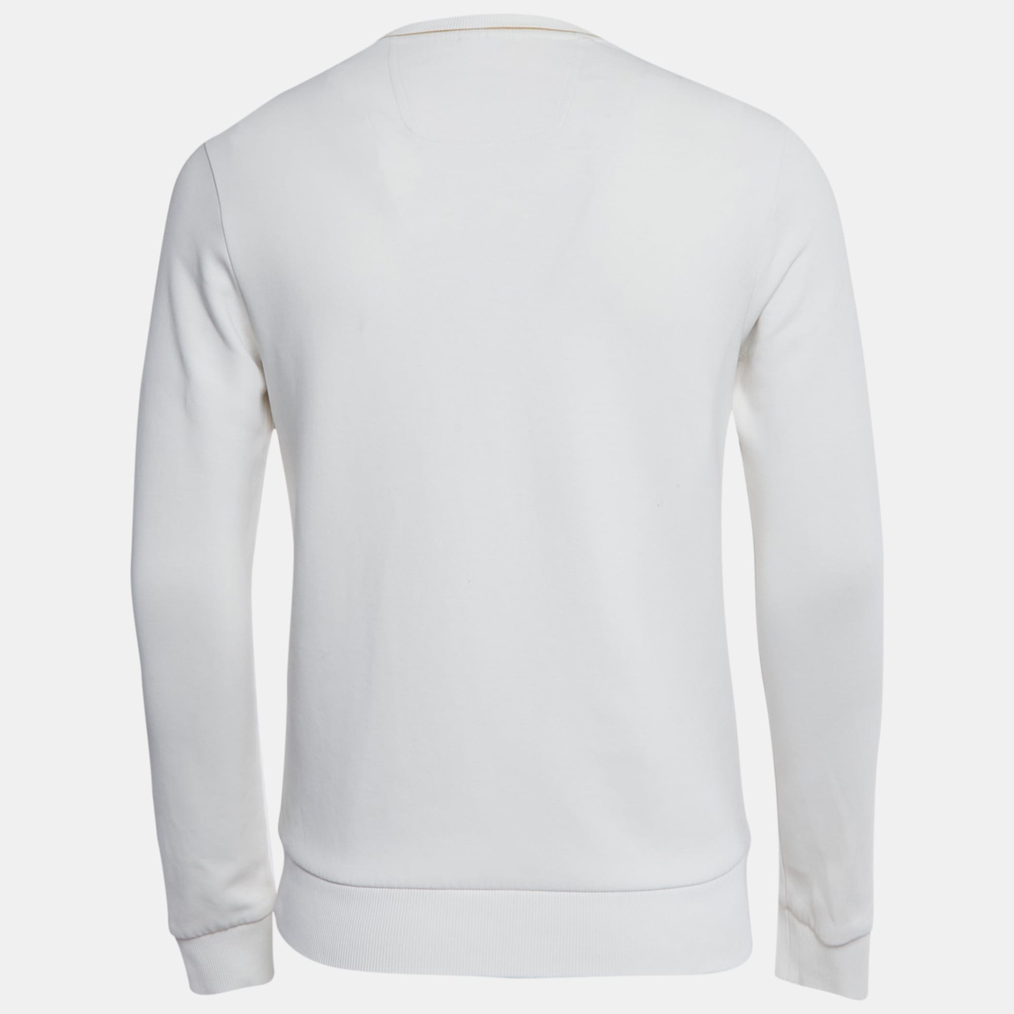 Hugo Boss Boss By Hugo Boss White Logo Applique Cotton Blend Salbo Iconic Sweatshirt