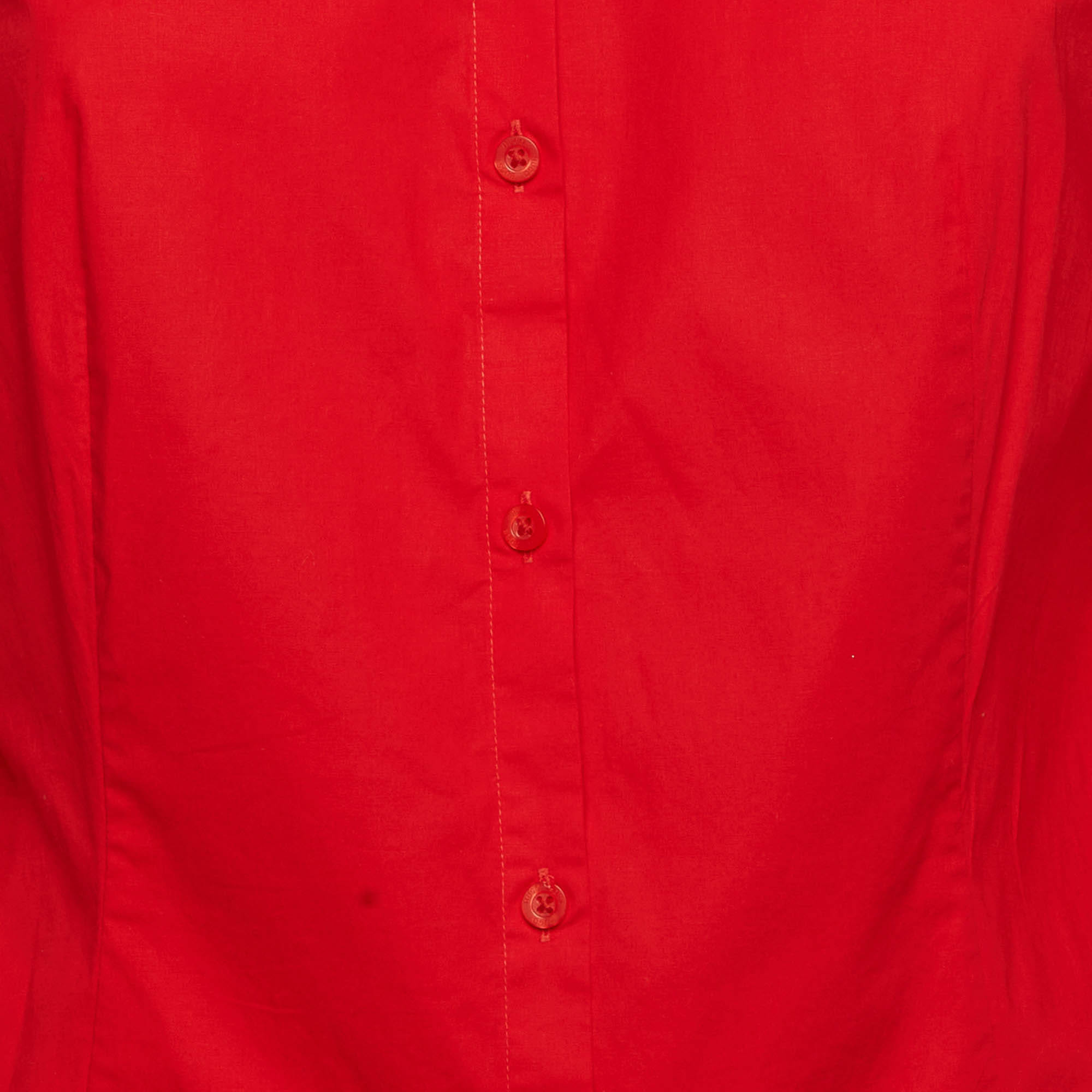 Hugo Boss Red Cotton Long Sleeve Shirt