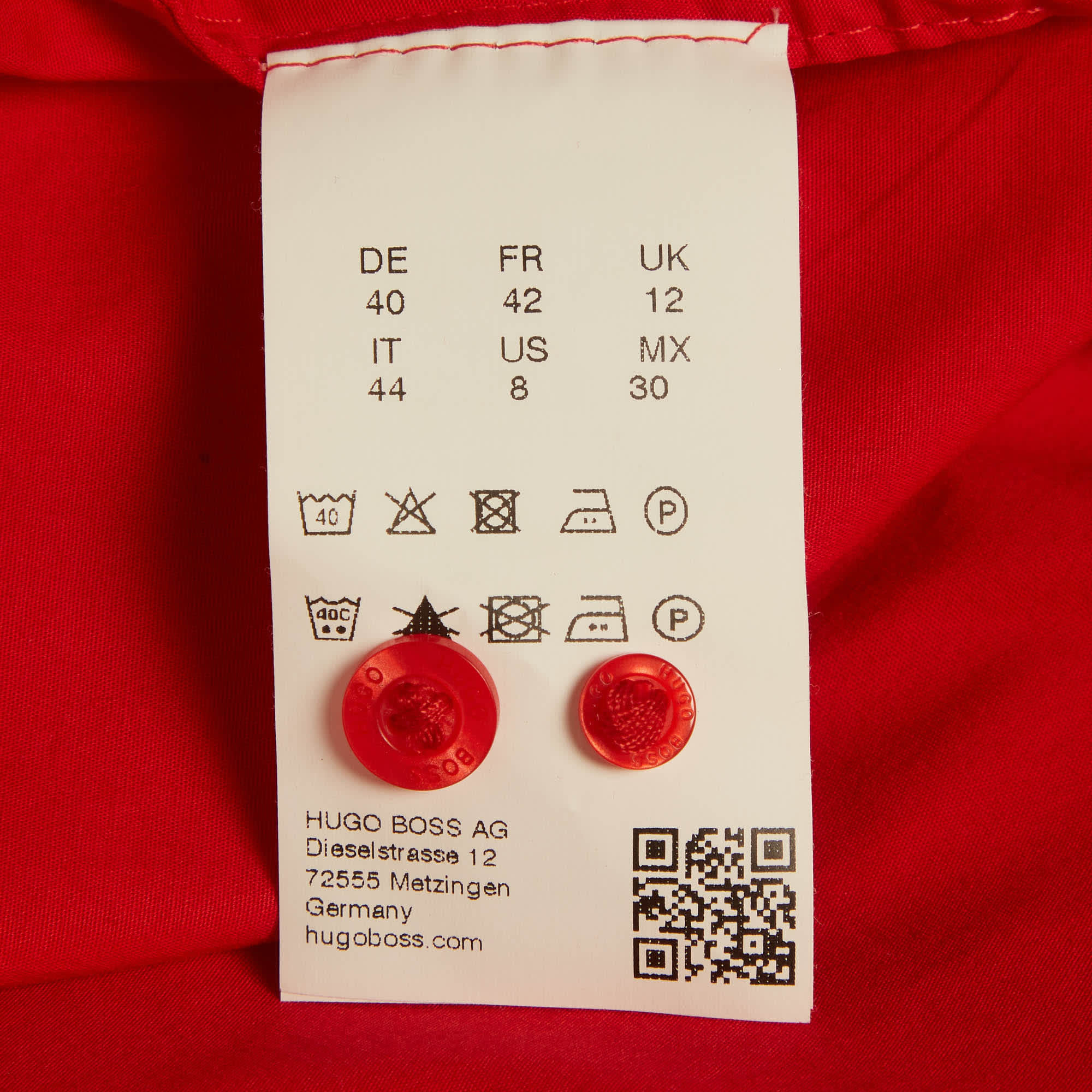 Hugo Boss Red Cotton Long Sleeve Shirt