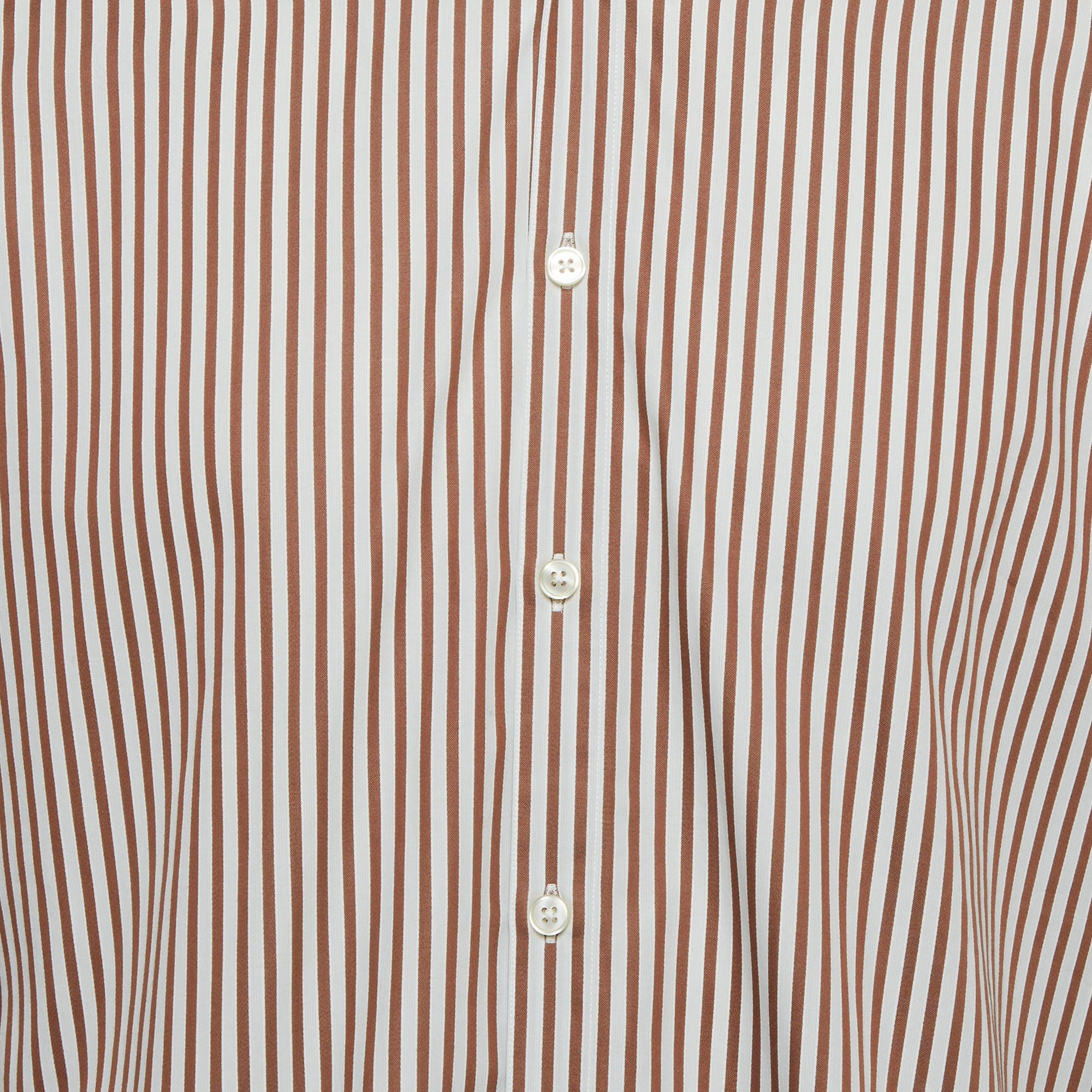 Hugo Boss Boss By Hugo Boss Brown/white Striped Cotton Shirt