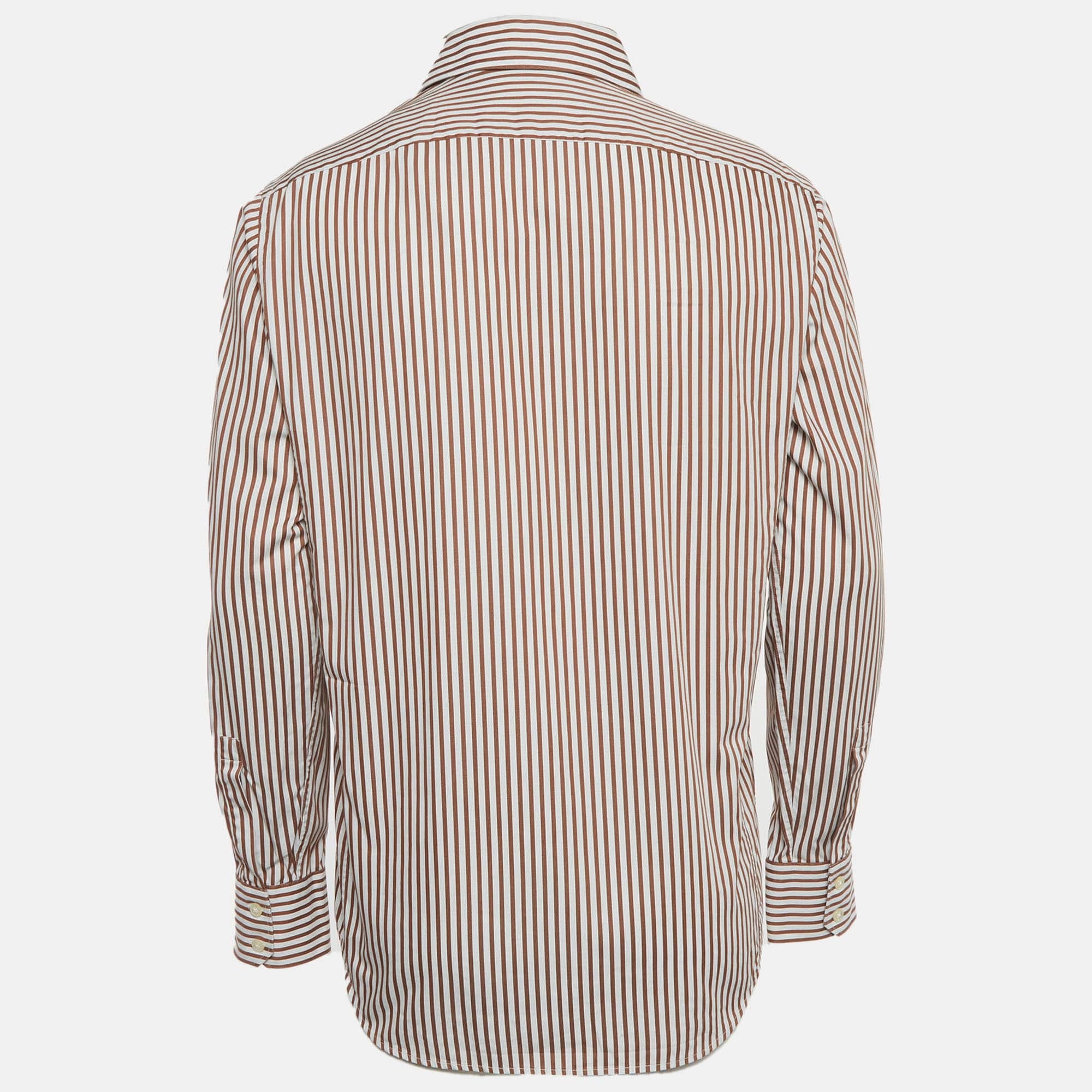 Hugo Boss Boss By Hugo Boss Brown/white Striped Cotton Shirt