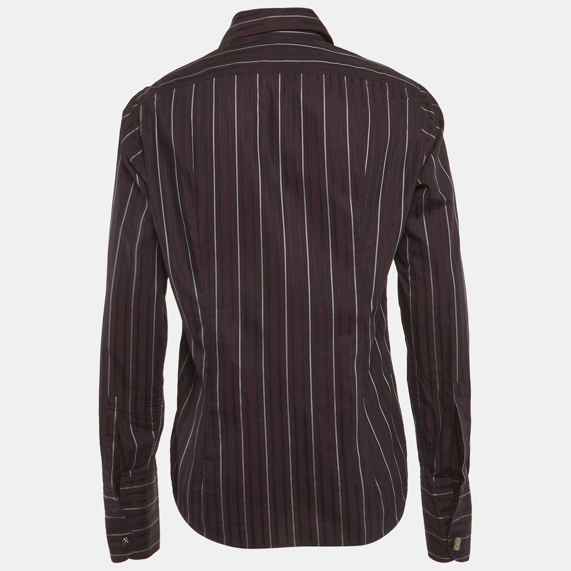 Hugo Boss Boss By Hugo Boss Purple Striped Cotton Long Sleeve Shirt