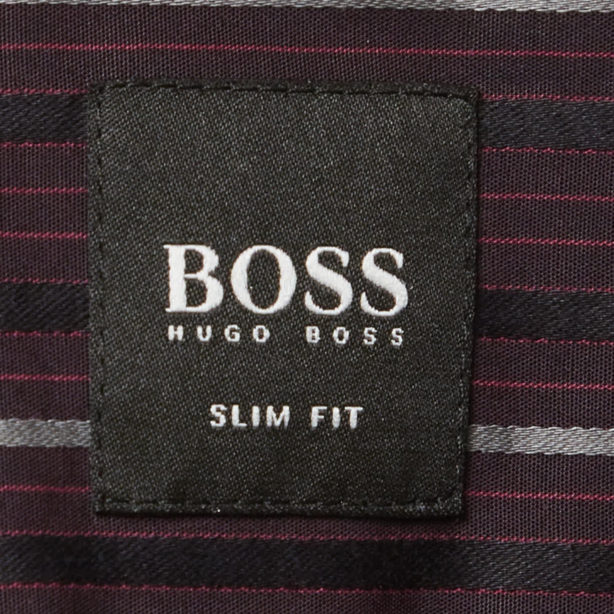 Hugo Boss Boss By Hugo Boss Purple Striped Cotton Long Sleeve Shirt