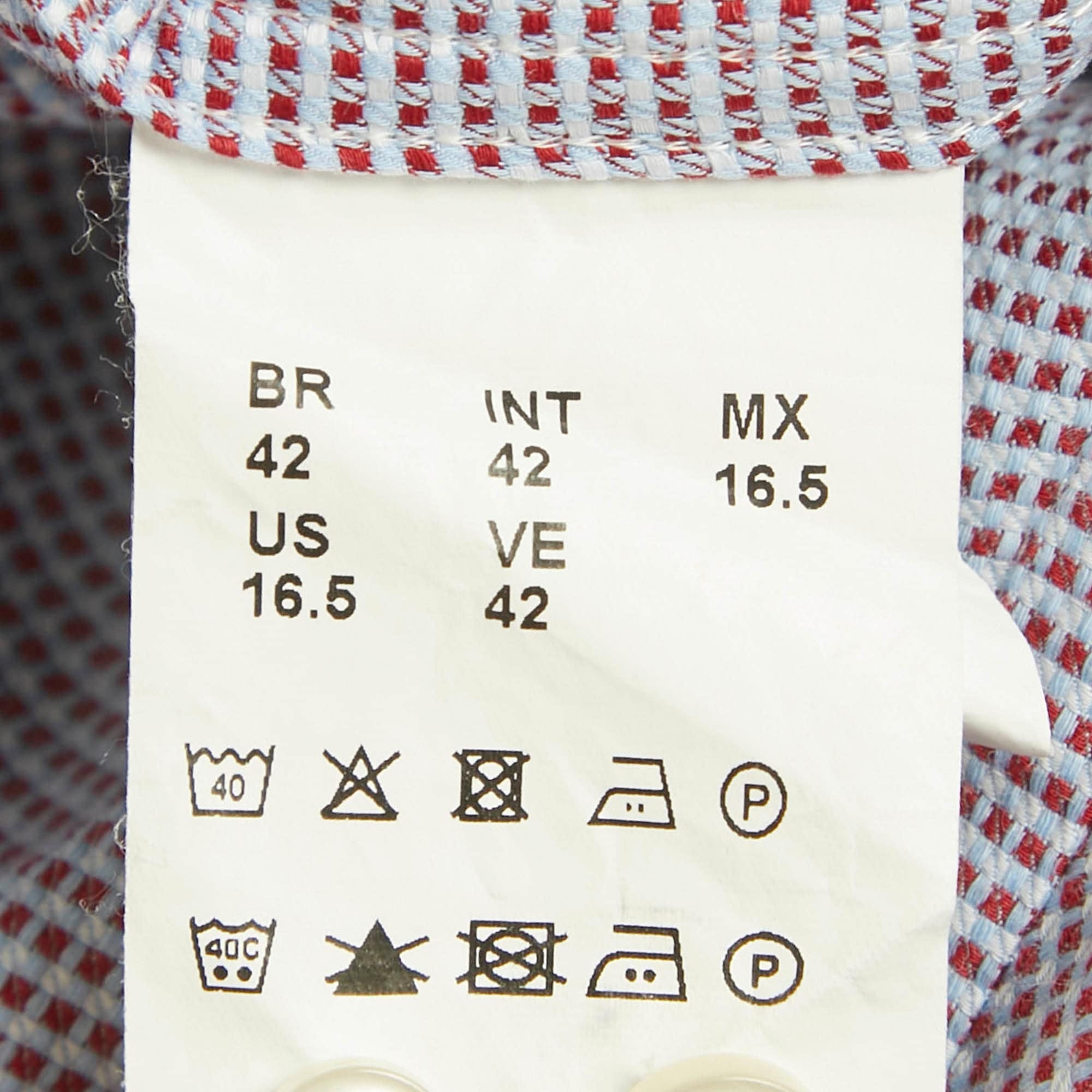 Hugo Boss Boss By Hugo Boss Blue & Red Cotton Slim Fit Shirt