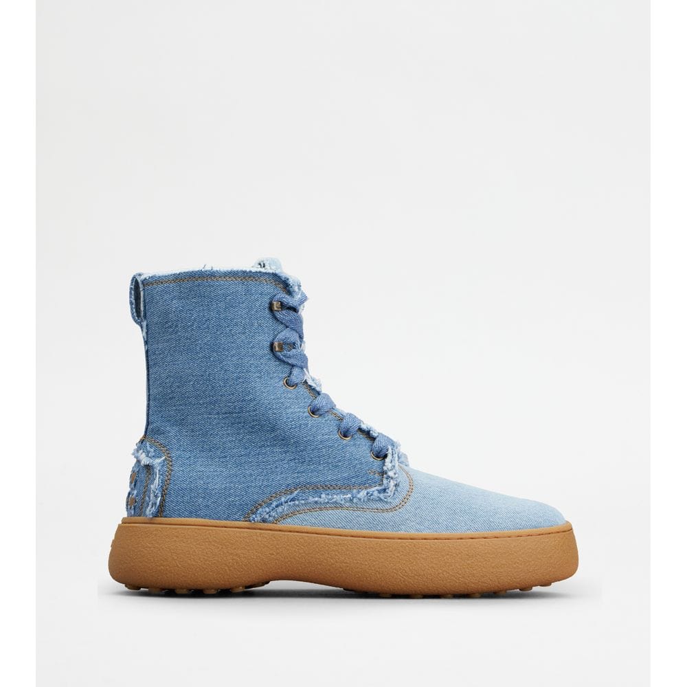 Tod's Tods W. G. Lace - Up Ankle Boots In Denim Light Blue Mens