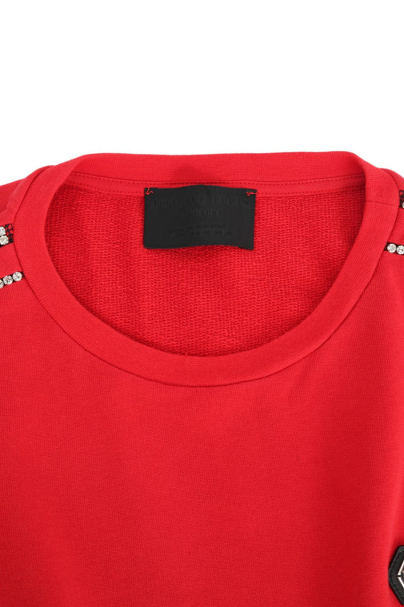 Philipp Plein Size L Red Crystal Sweatshirt