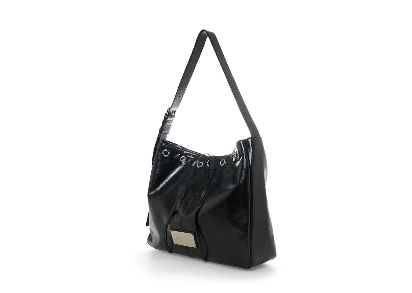 Matin Kim Matin Eyelet Point Layered Big Shoulder Bag Black BG030