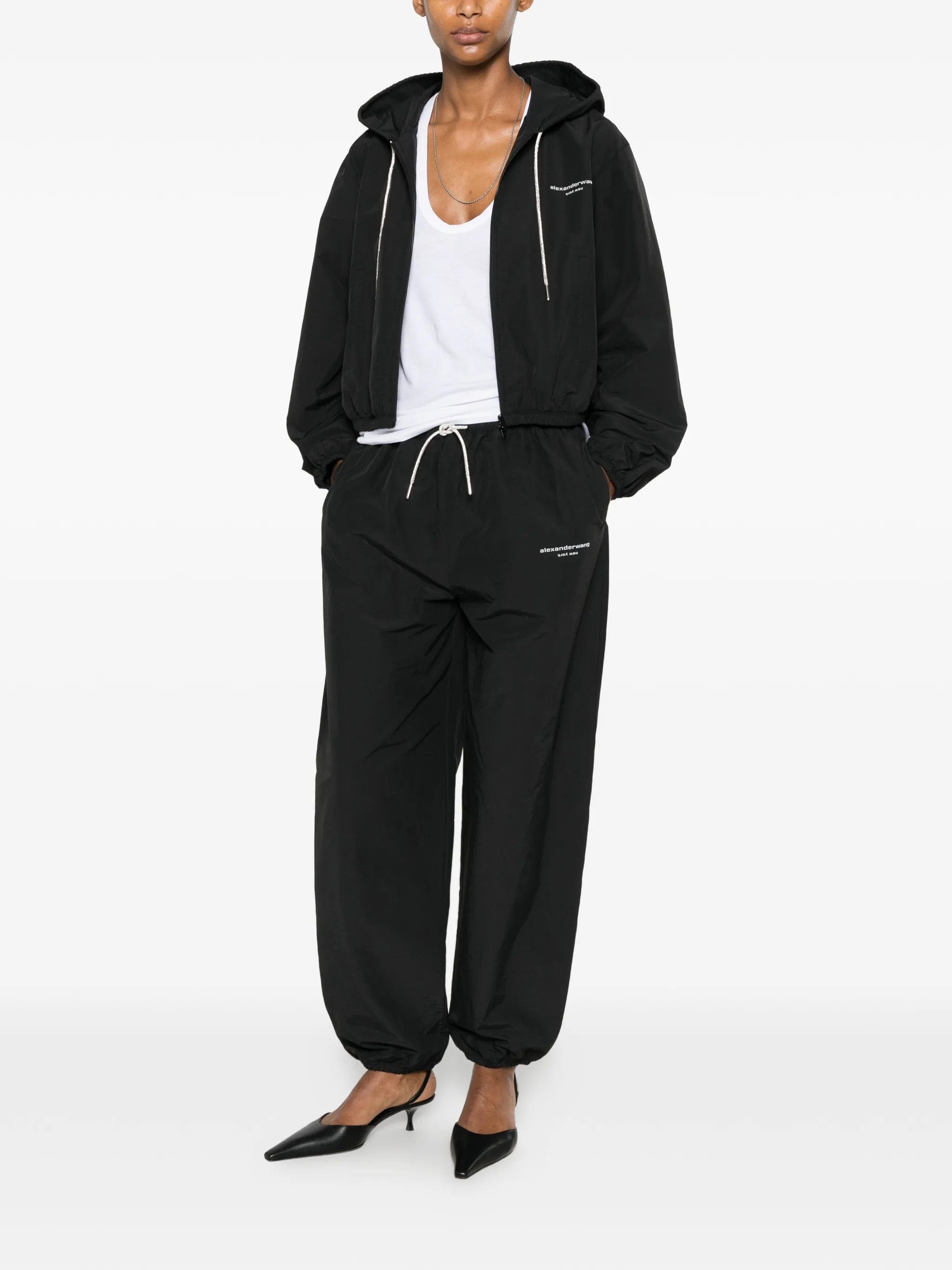 Alexander Wang logo - print hooded jacket