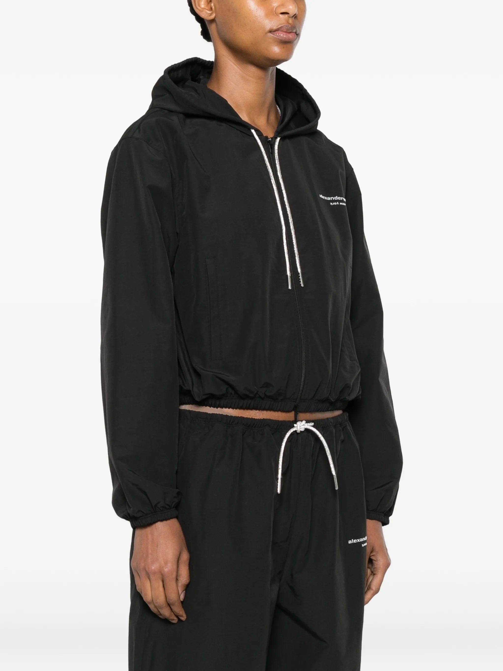 Alexander Wang logo - print hooded jacket