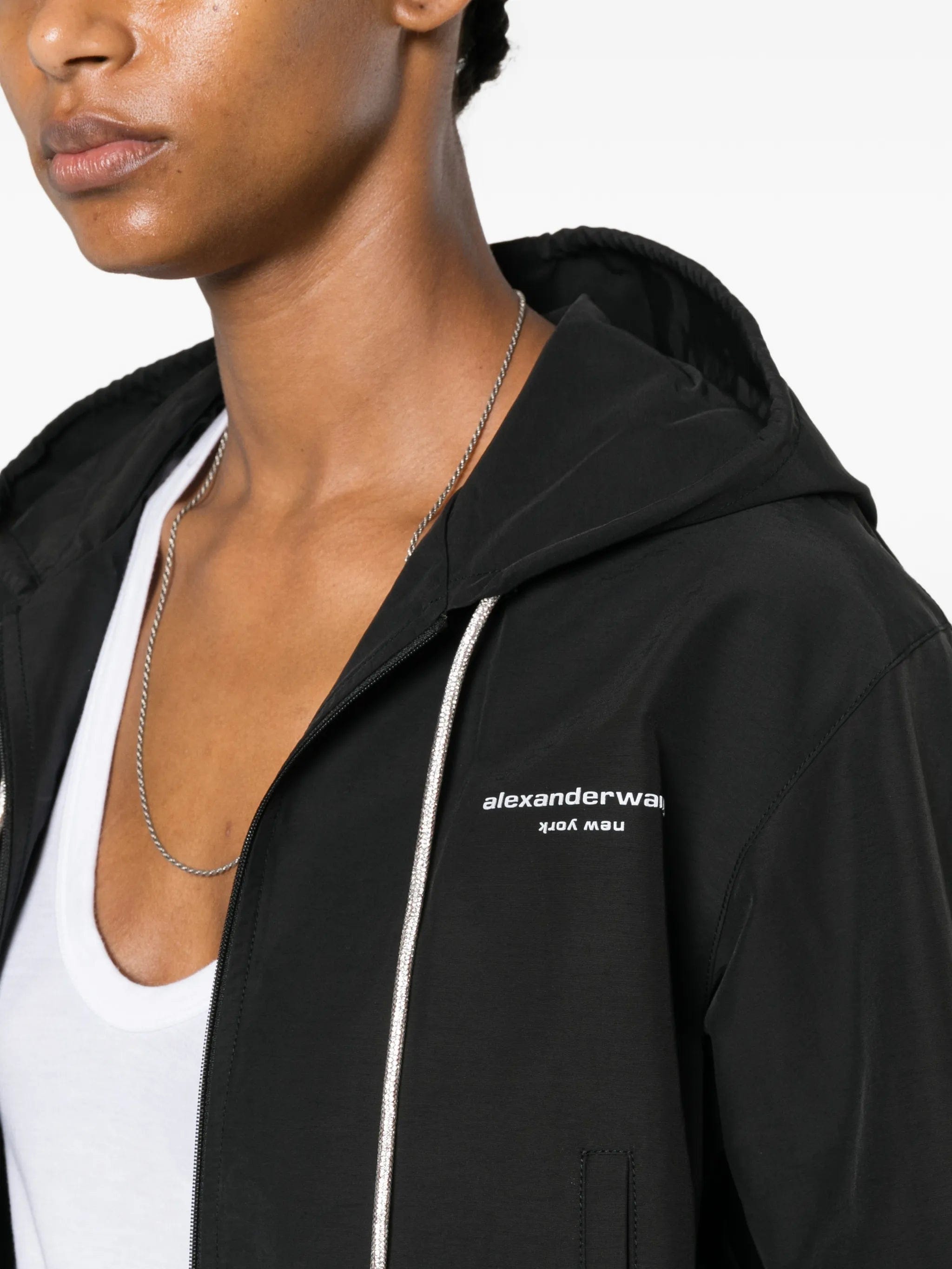 Alexander Wang logo - print hooded jacket