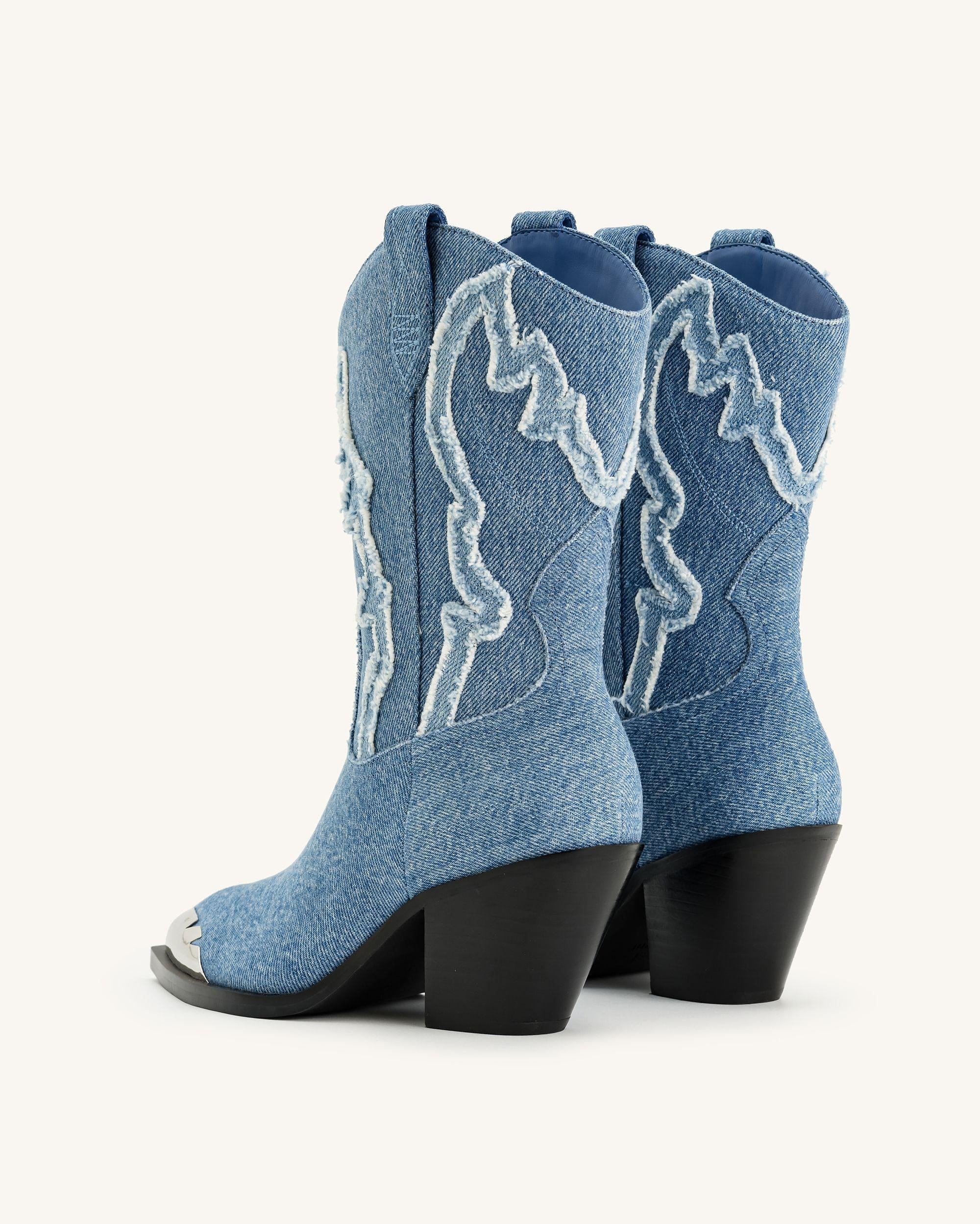 Jw Pei Riya Denim Cowboy Boot Blue