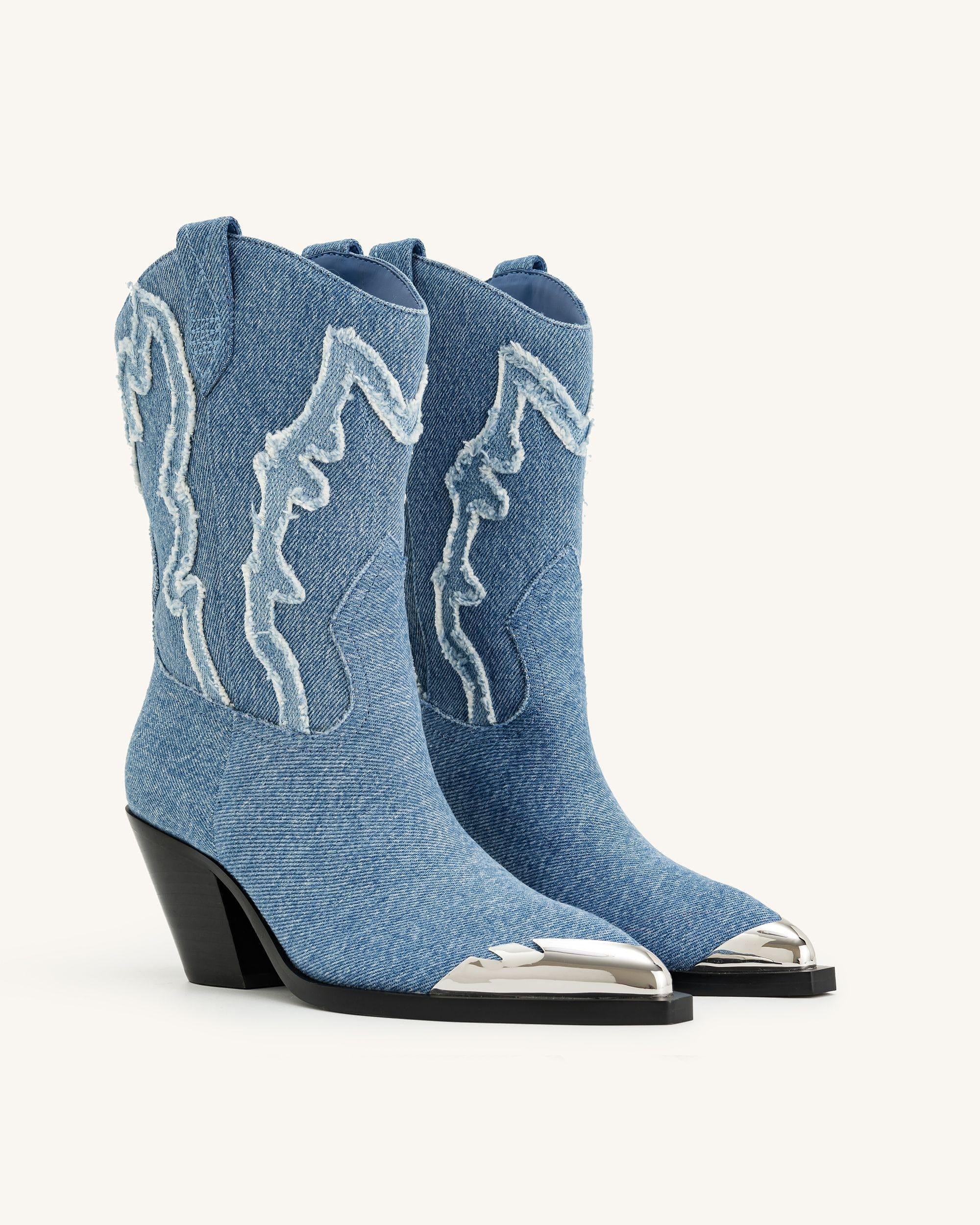Jw Pei Riya Denim Cowboy Boot Blue
