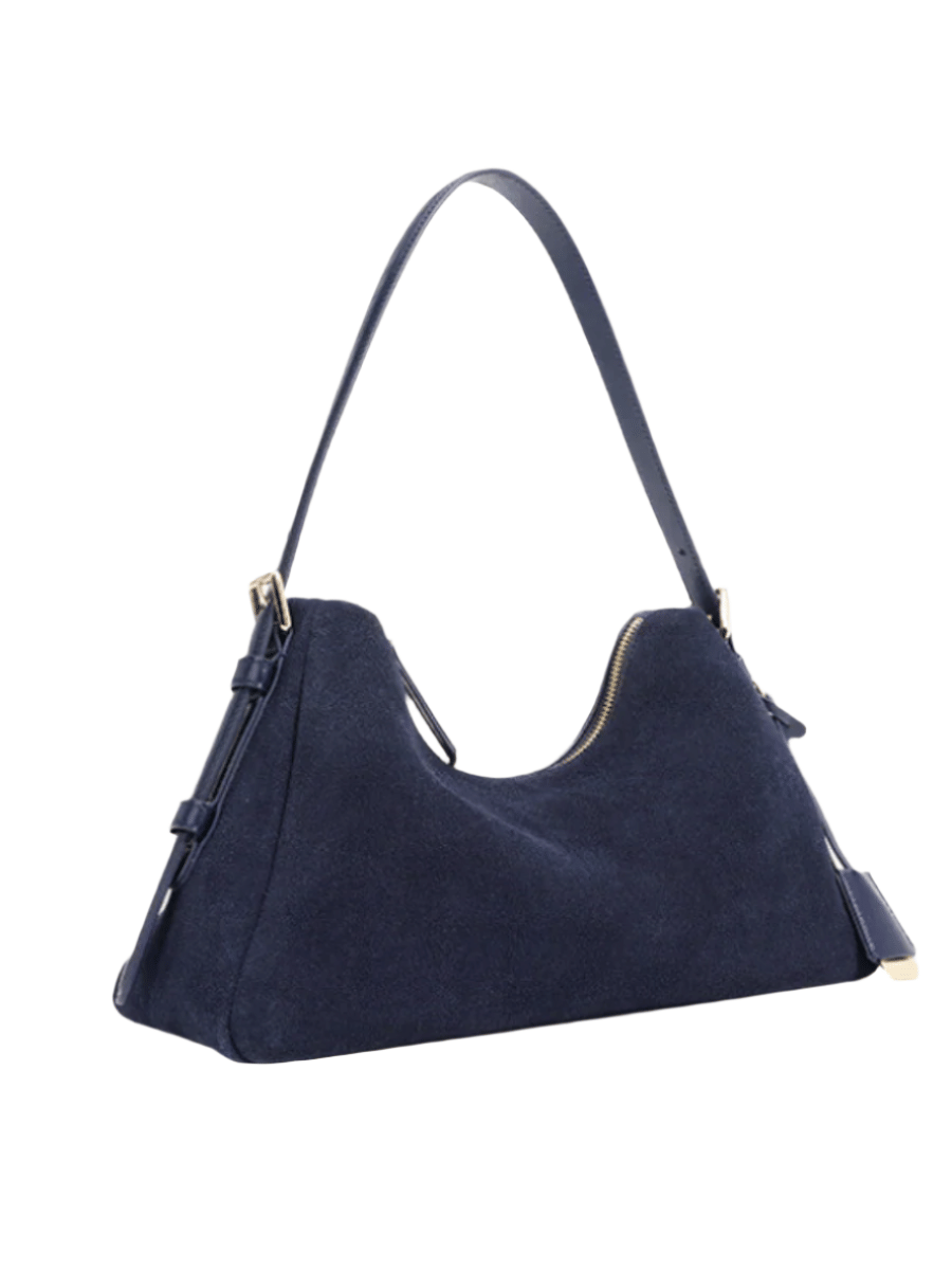 Favori Velena - Ladies Suede Leather Baguette Bag | Navy