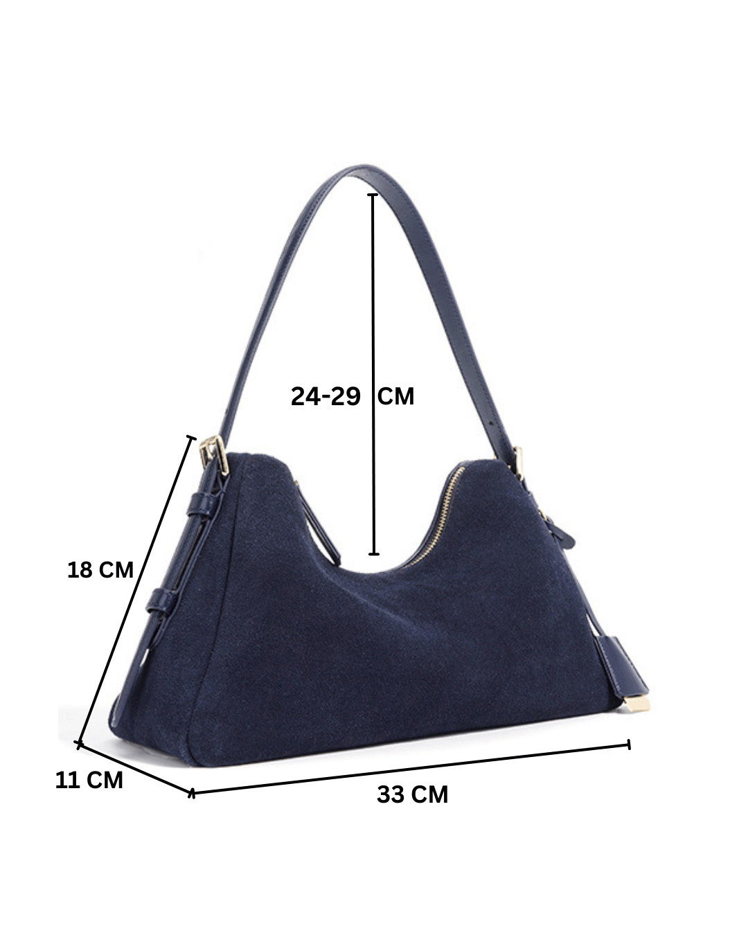 Favori Velena - Ladies Suede Leather Baguette Bag | Navy
