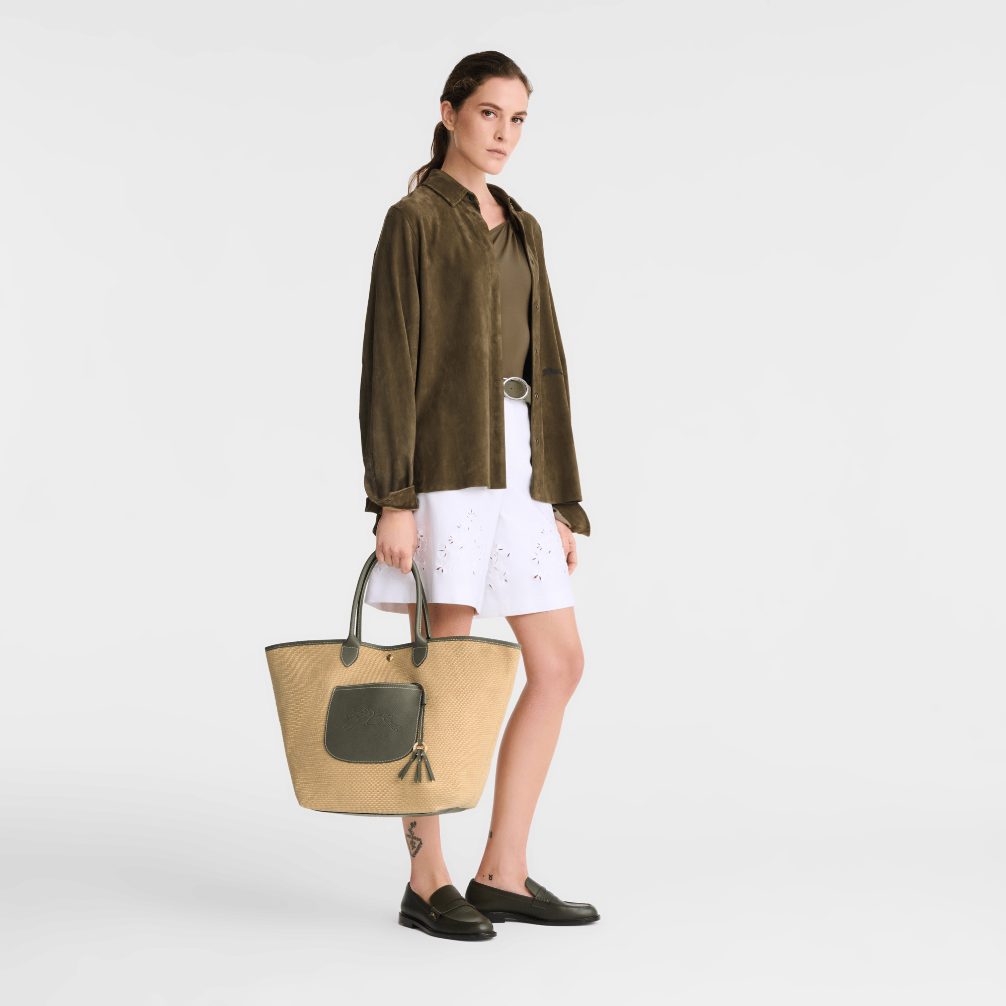 Long Champ Longchamp Le Pliage Collection L Basket bag Artichoke
