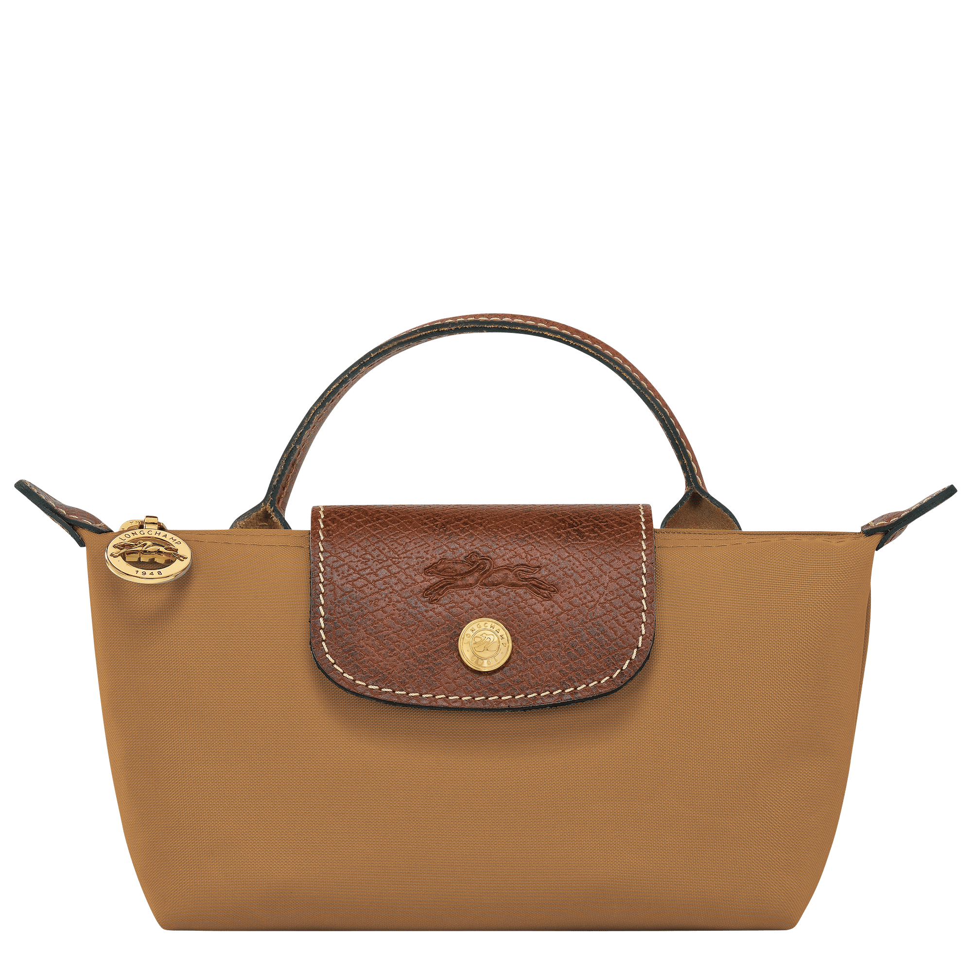 Long Champ Longchamp Le Pliage Original Pouch with handle Fawn