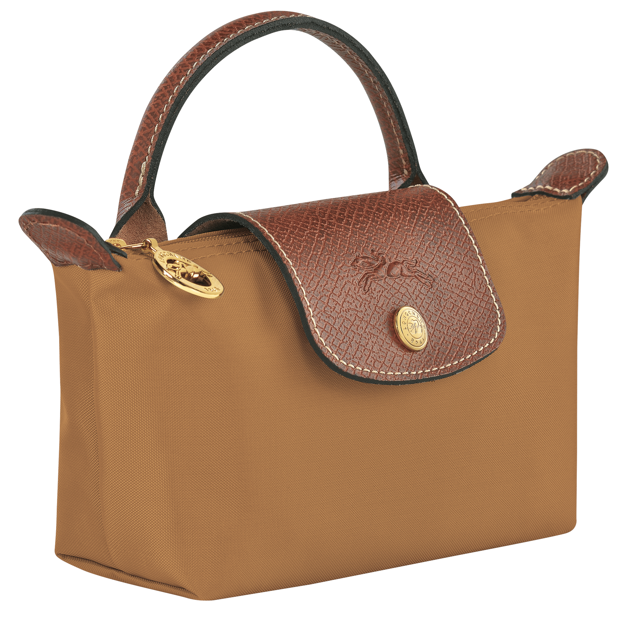 Long Champ Longchamp Le Pliage Original Pouch with handle Fawn