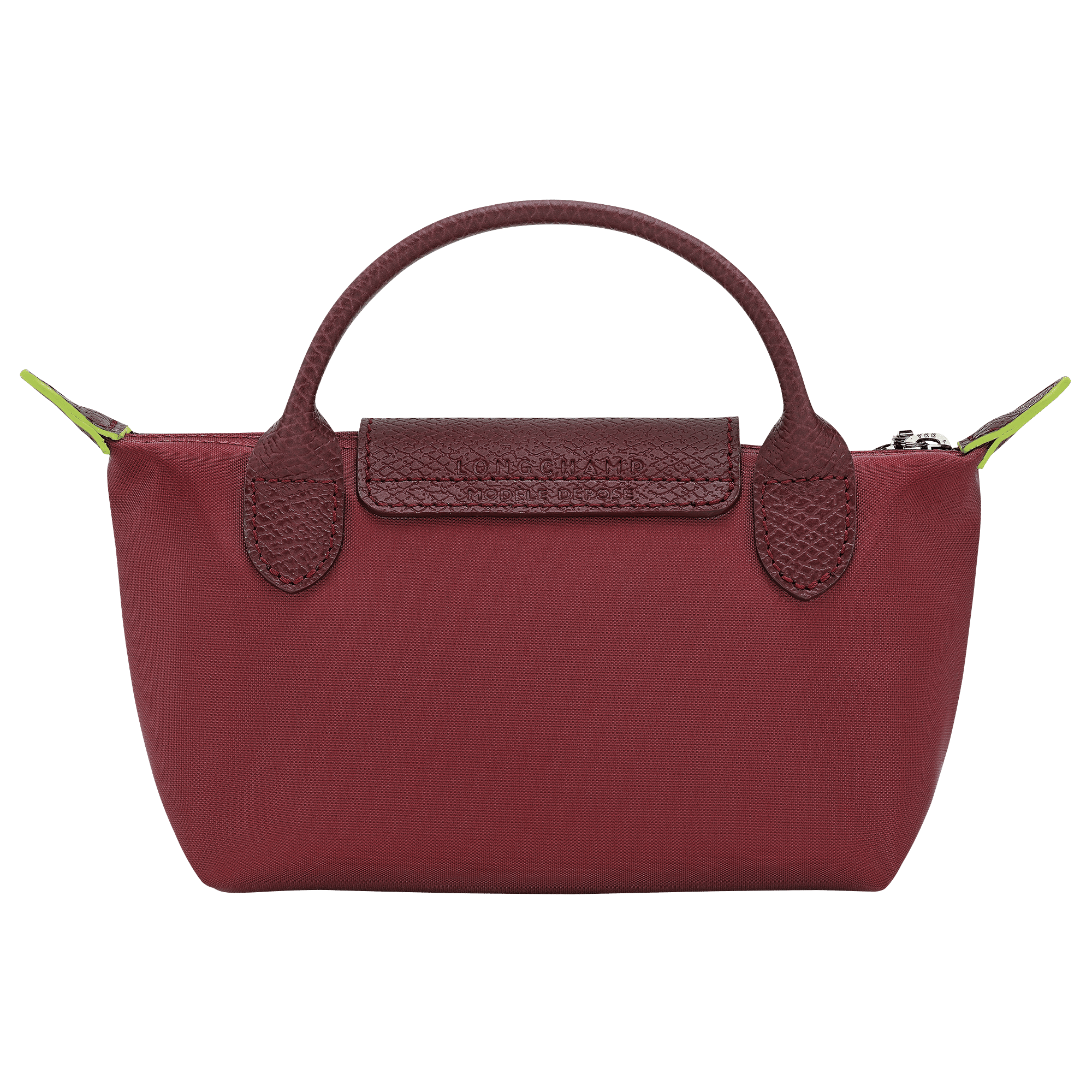 Long Champ Longchamp Le Pliage Green Pouch with handle Pomegranate