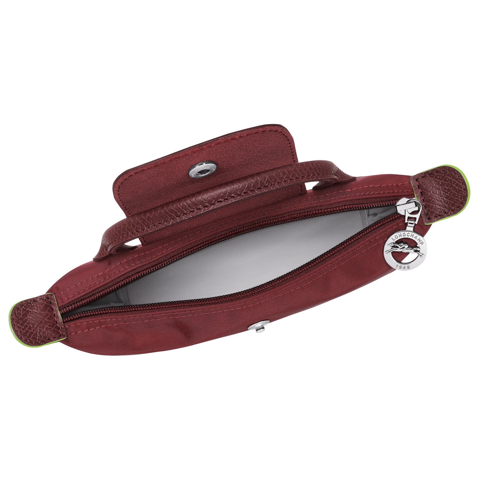 Long Champ Longchamp Le Pliage Green Pouch with handle Pomegranate