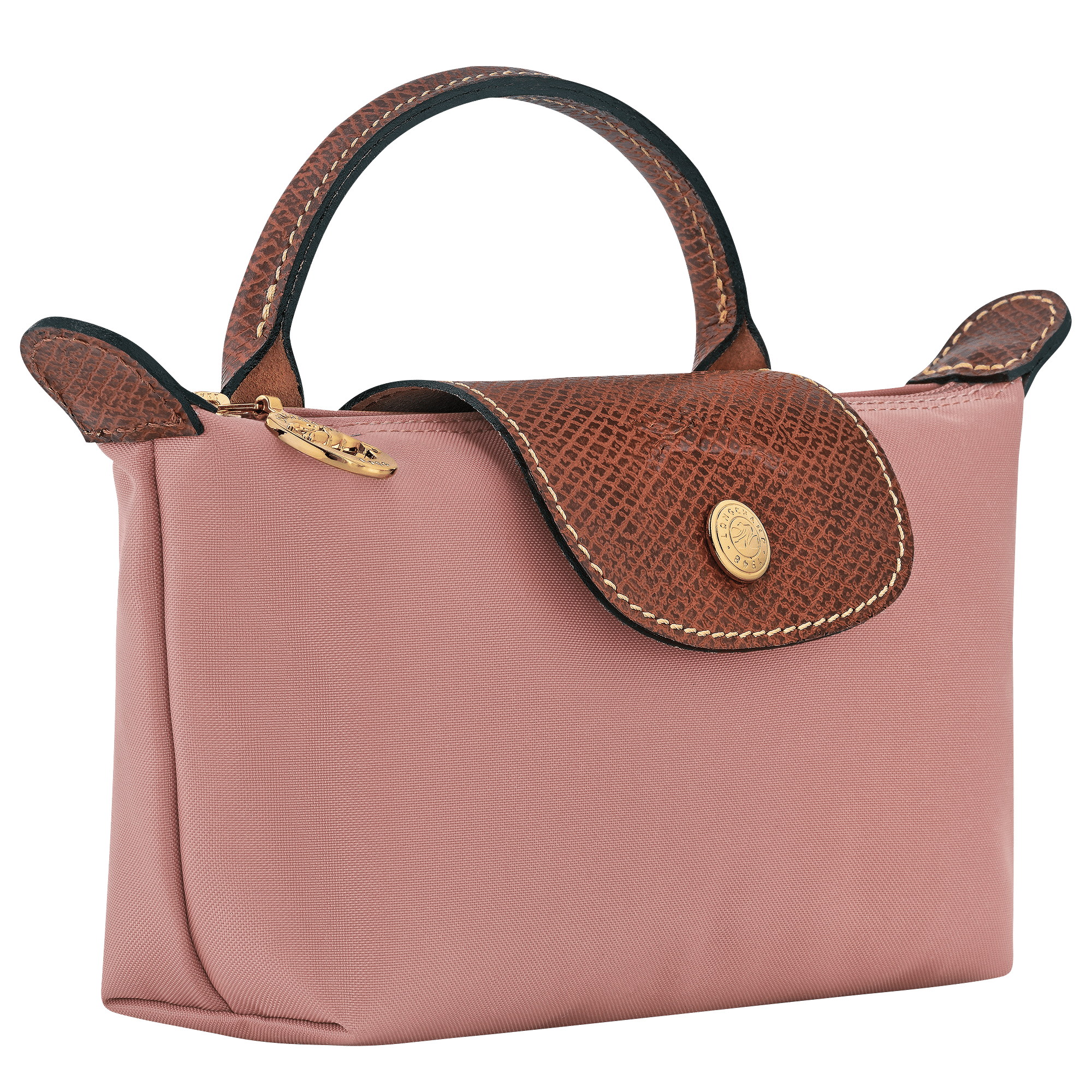 Long Champ Longchamp Le Pliage Original Pouch with handle Pink Tea