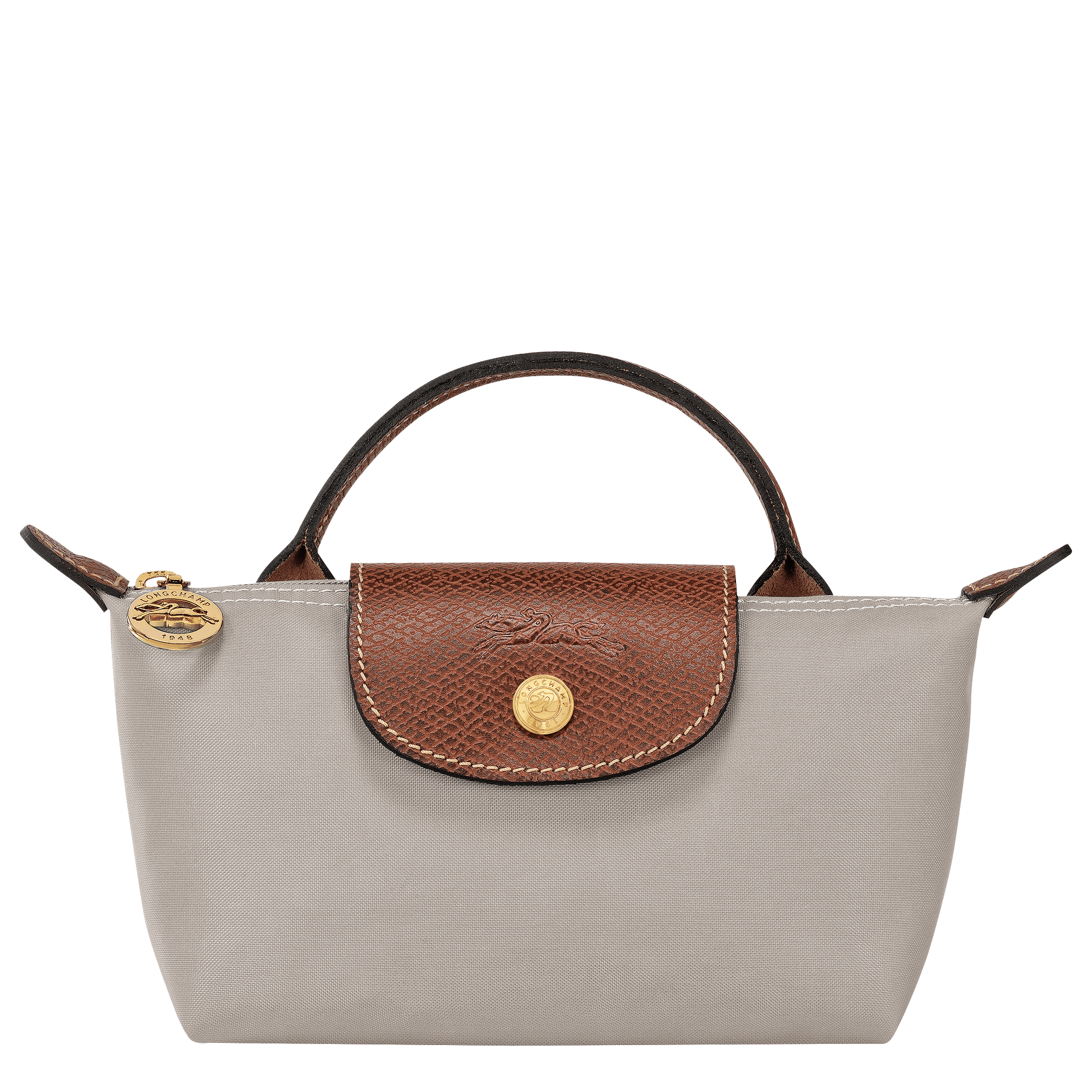 Long Champ Longchamp Le Pliage Original Pouch with handle Pebble