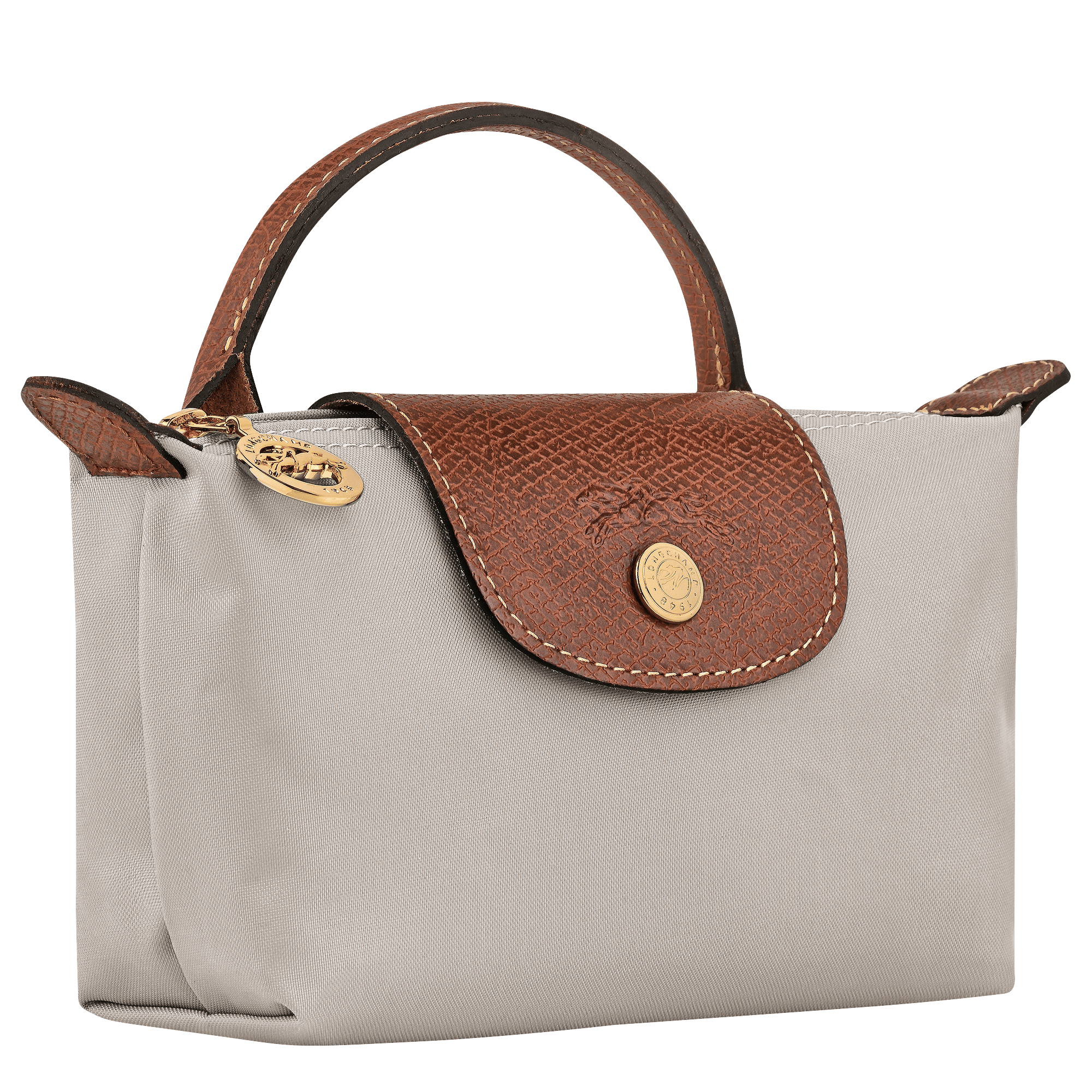 Long Champ Longchamp Le Pliage Original Pouch with handle Pebble