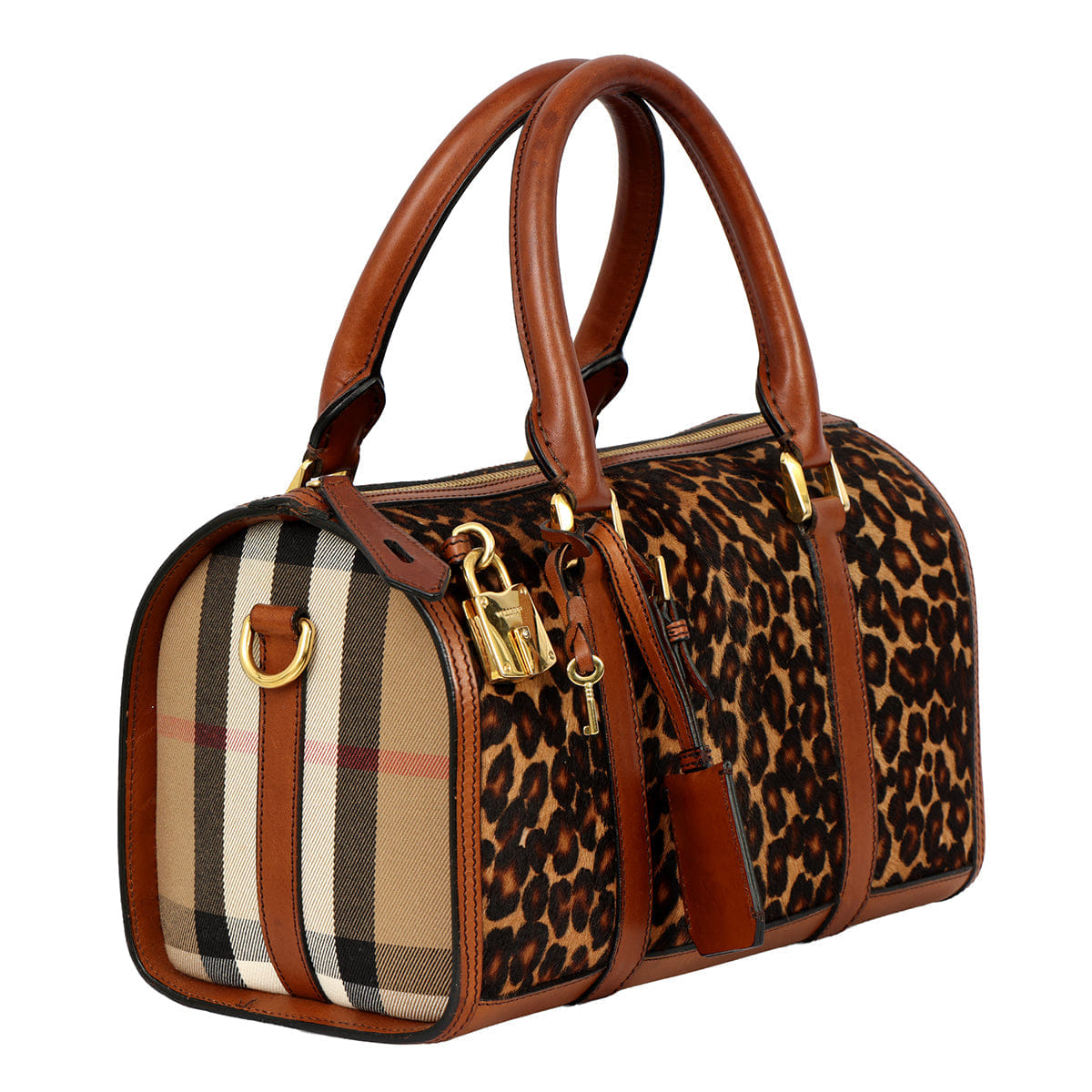 BOSTON BURBERRYLEOPARD POY HAIR HOUSE CHECK BOSTON BAGS