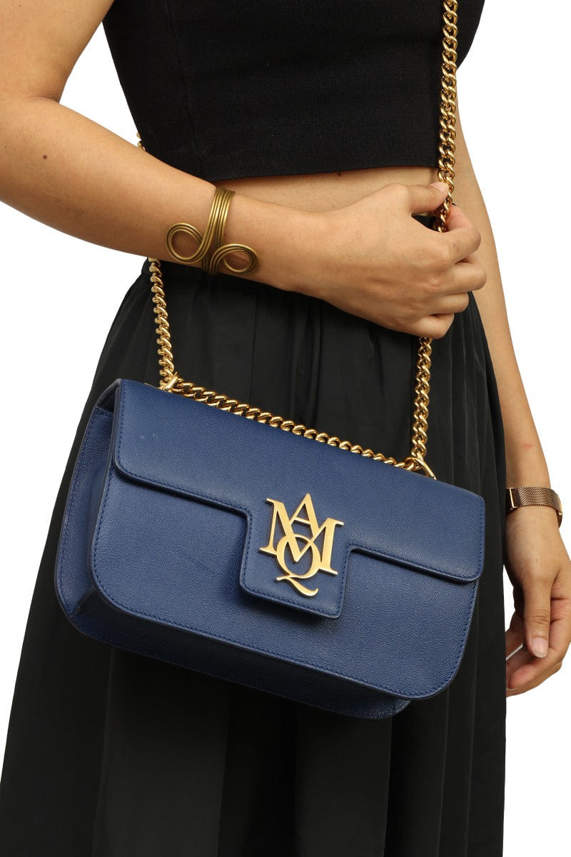 MC QUEEN Alexander Mc Queen Insignia Leather Chain Satchel Bag