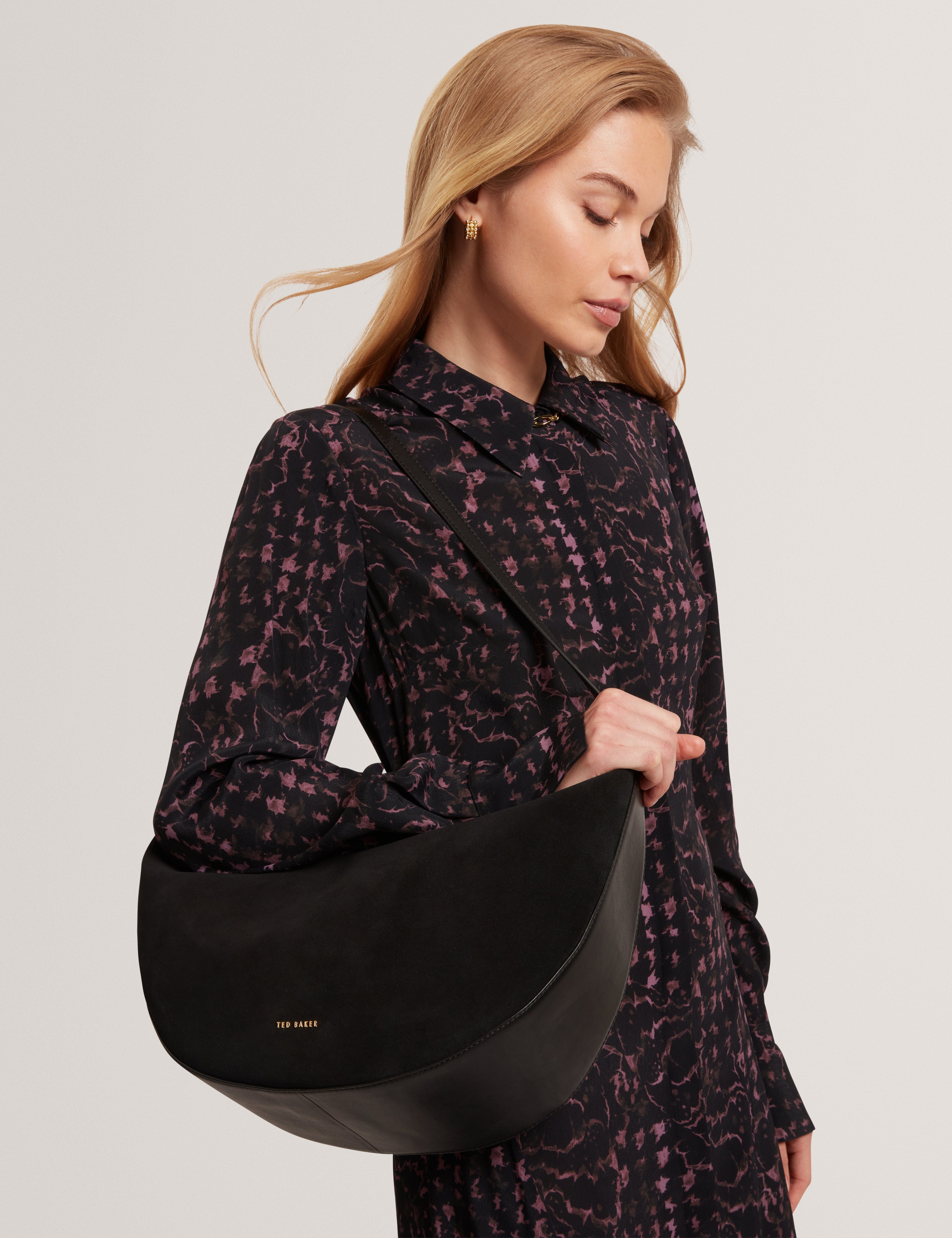 Ted Baker MOV Taliee Suede Belted Detail Hobo Bag Black