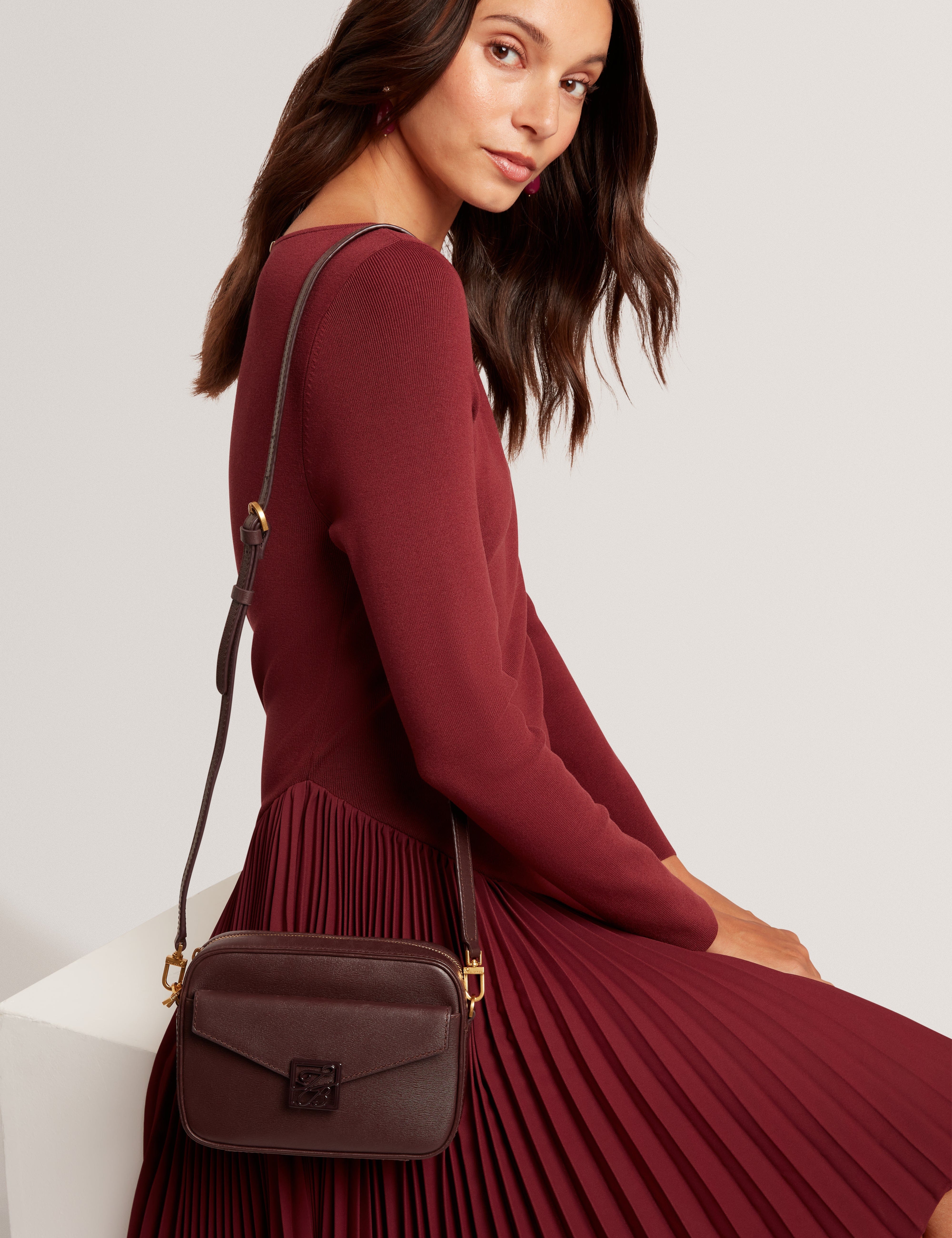Ted Baker MOV Anihli Tb Detail Leather Camera Bag Wine
