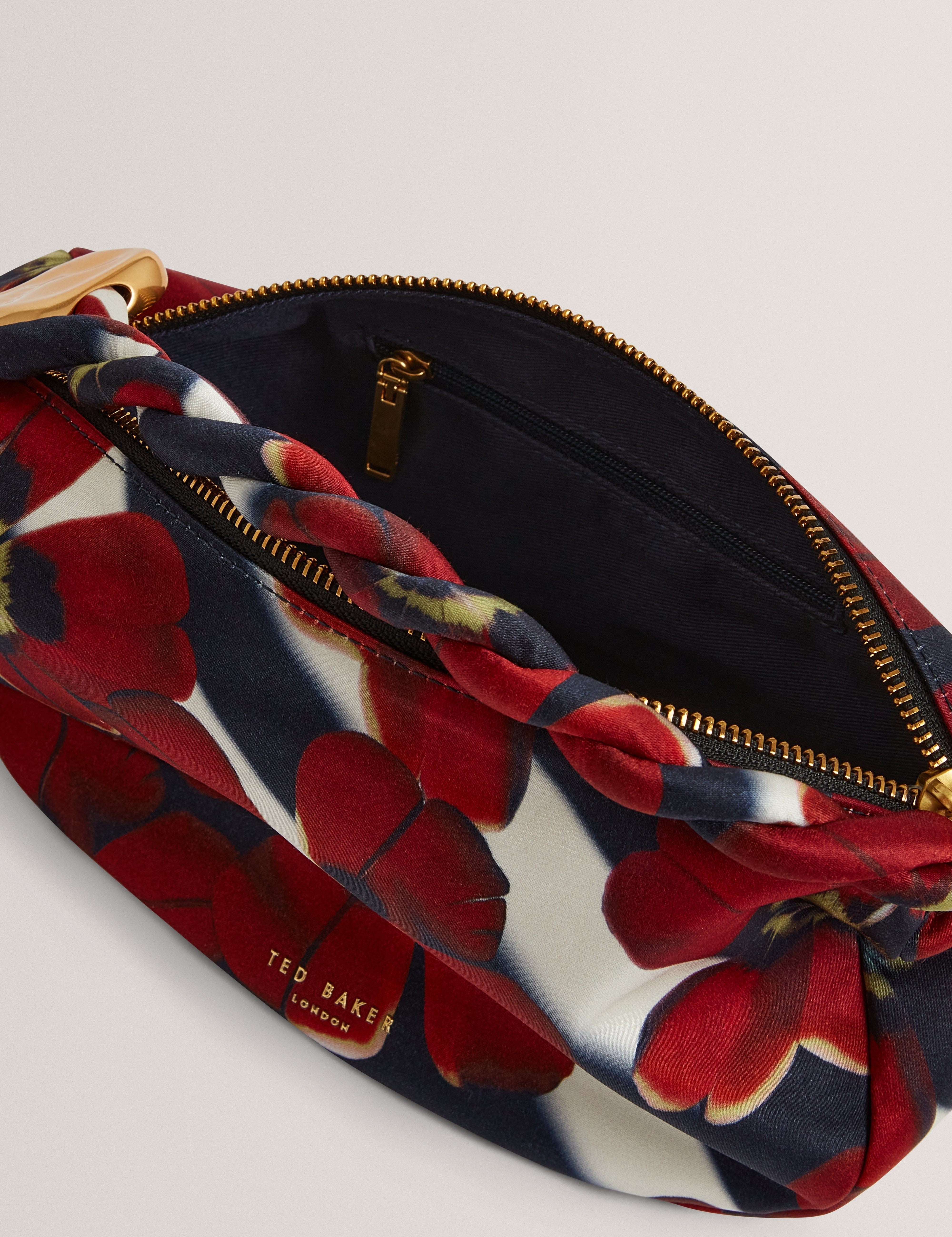 hobo Isli Satin Statement Hardware Printed Hobo Bag Red