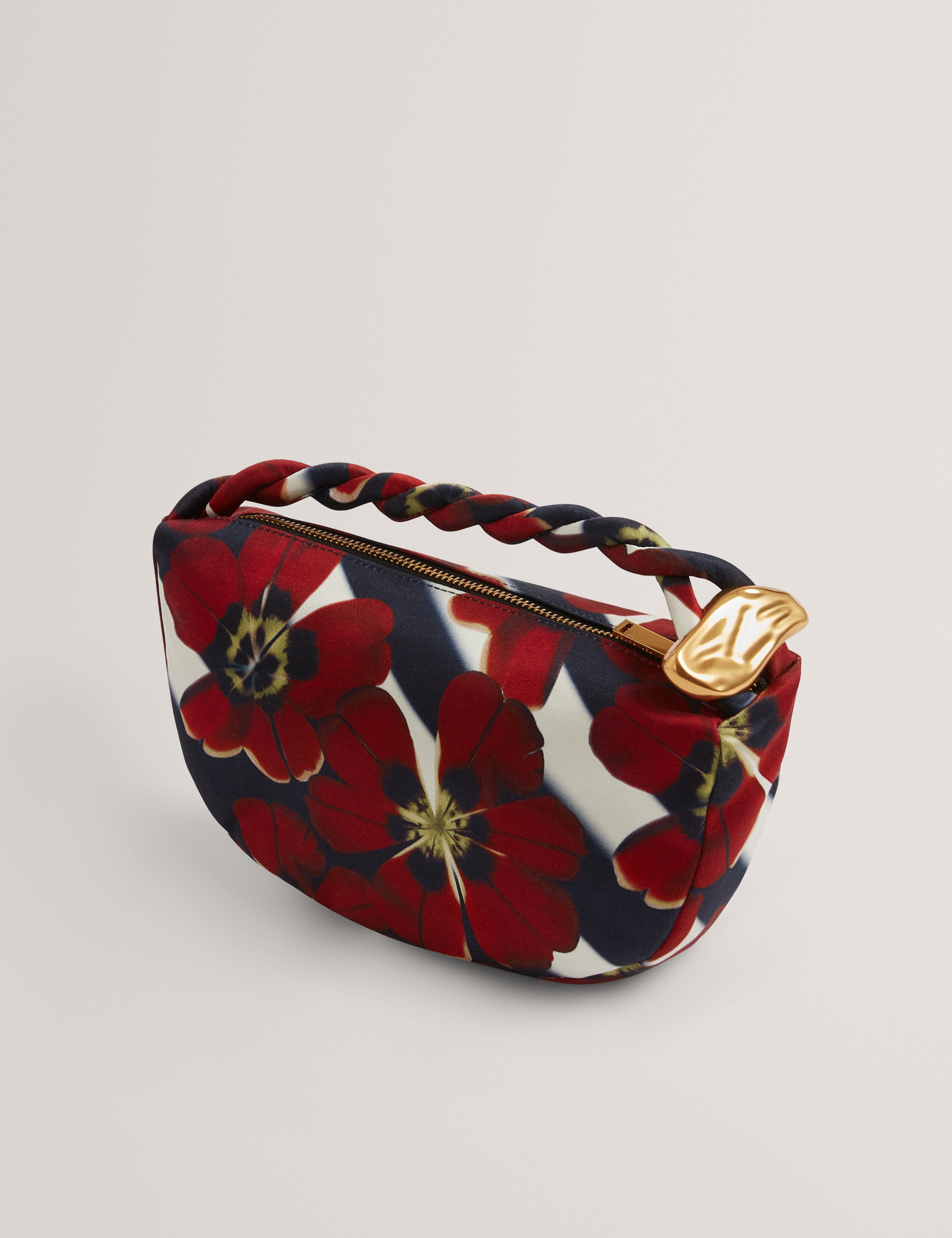 hobo Isli Satin Statement Hardware Printed Hobo Bag Red