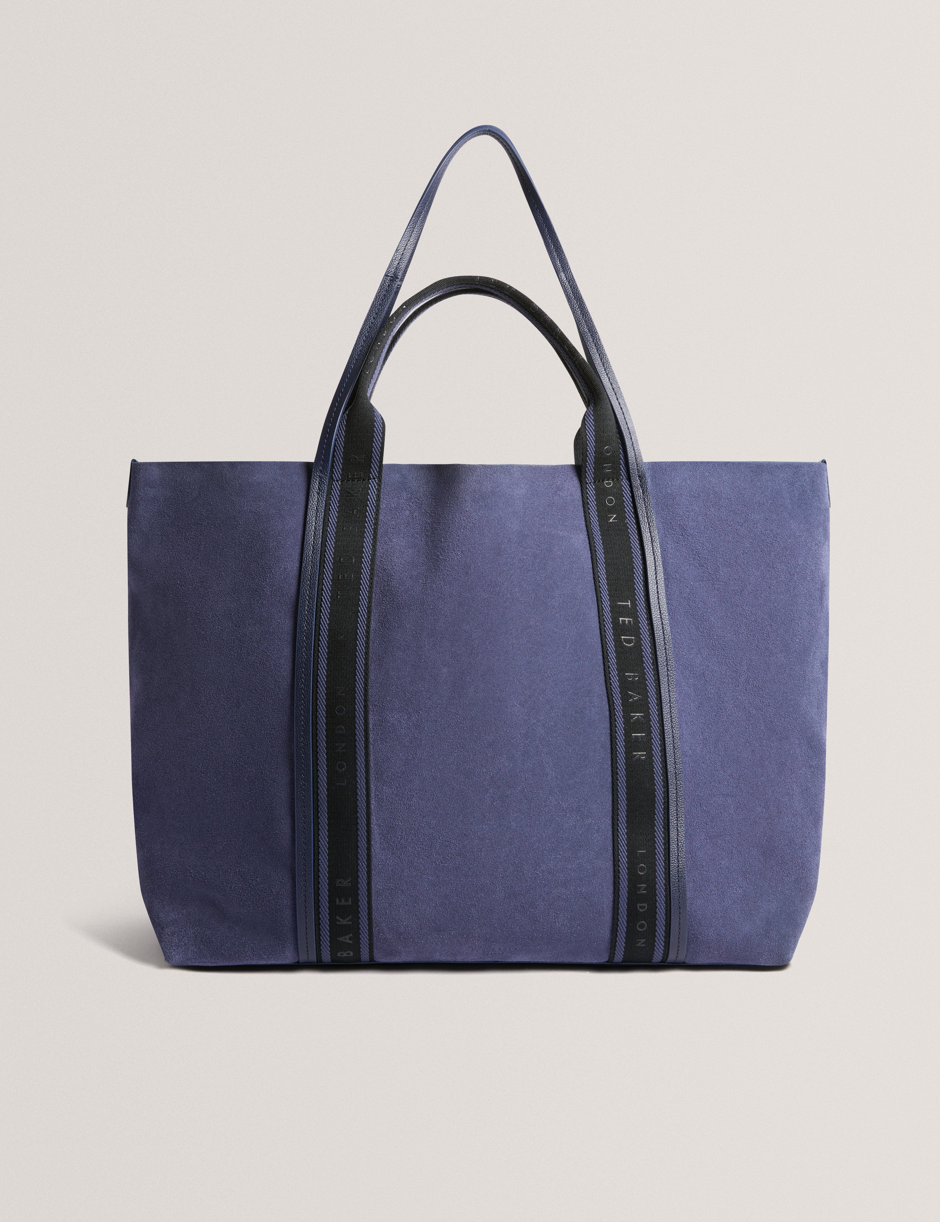 Blue Laurrel Suede Webbing Detail Large Shopper Dk - Blue