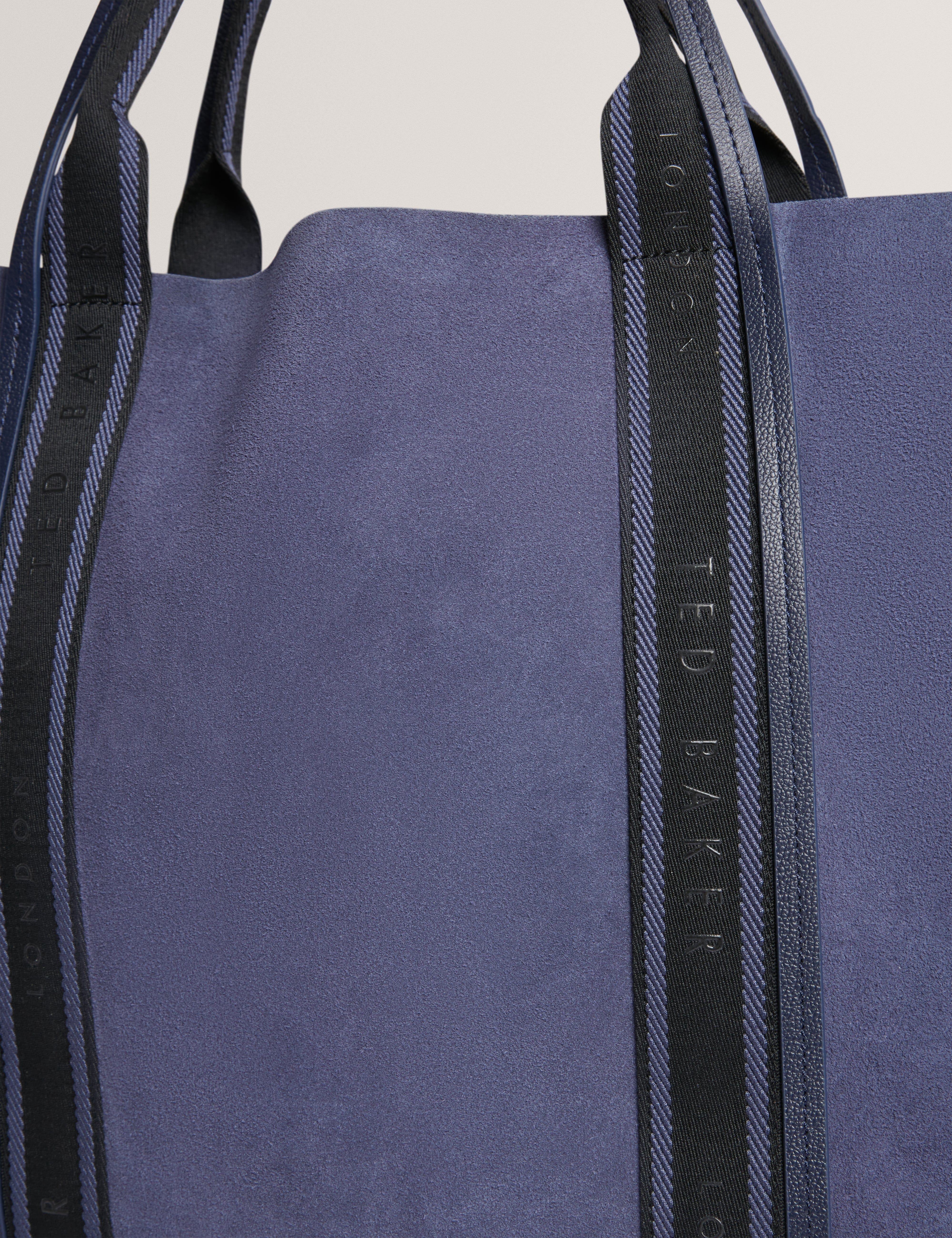 Blue Laurrel Suede Webbing Detail Large Shopper Dk - Blue