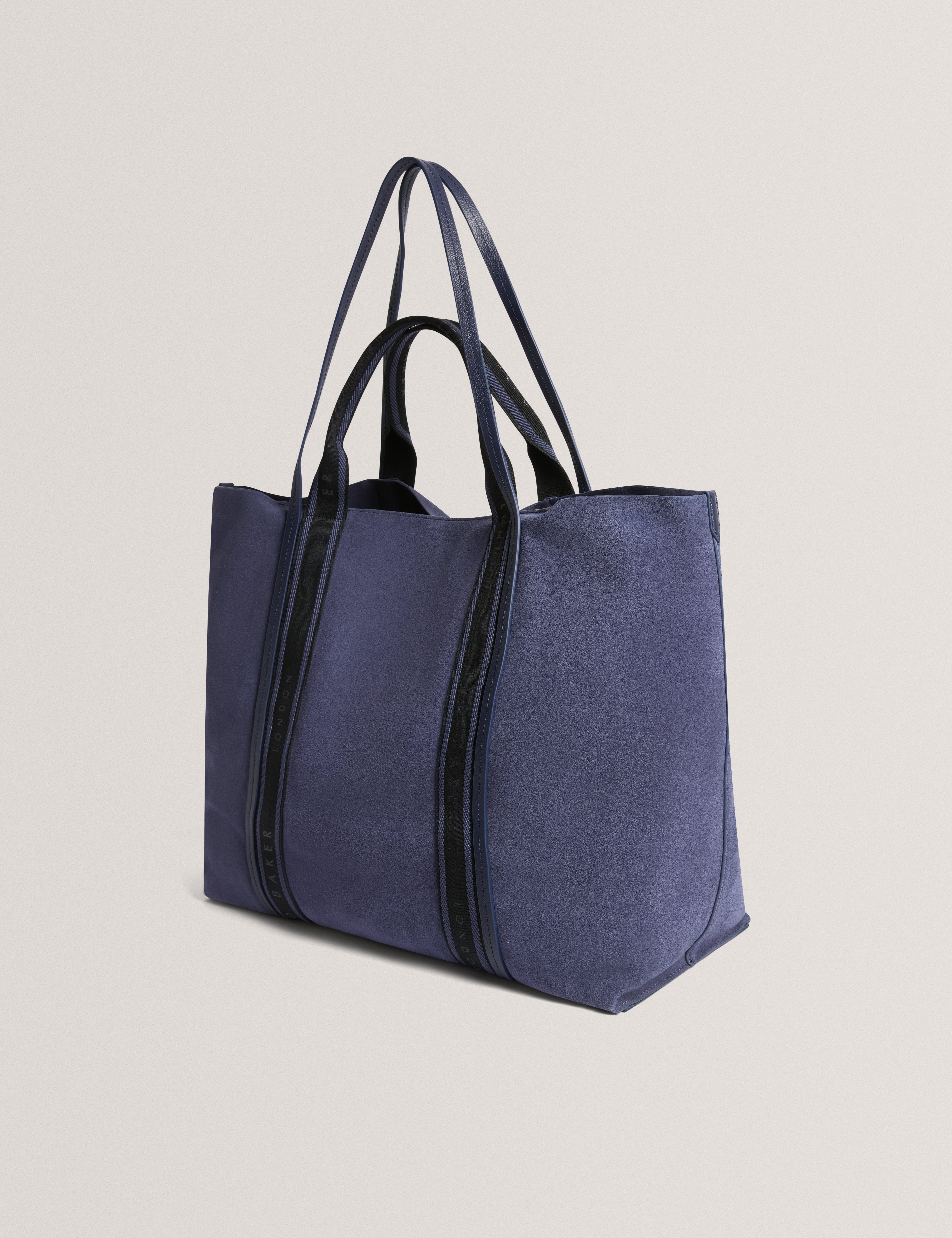 Blue Laurrel Suede Webbing Detail Large Shopper Dk - Blue