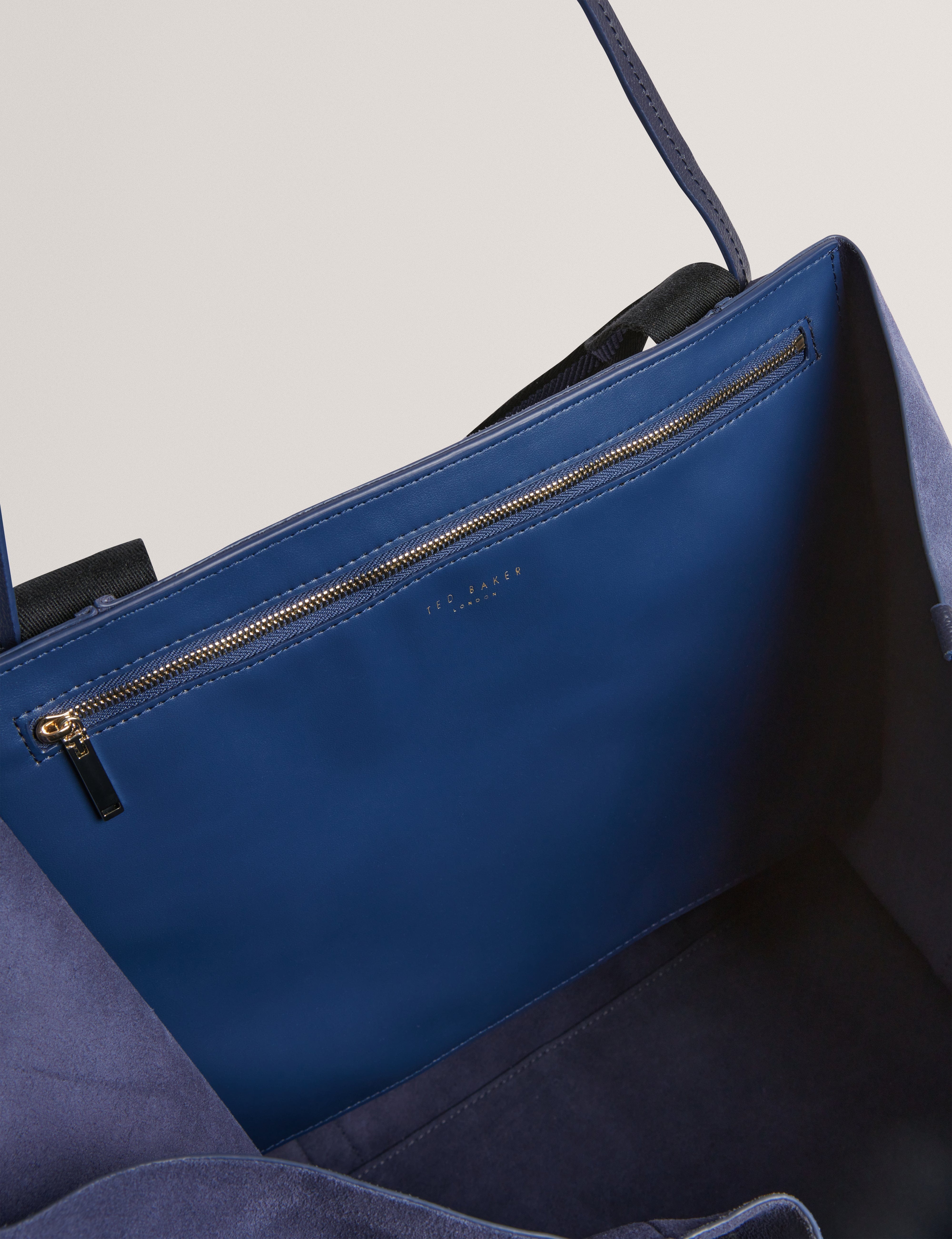 Blue Laurrel Suede Webbing Detail Large Shopper Dk - Blue